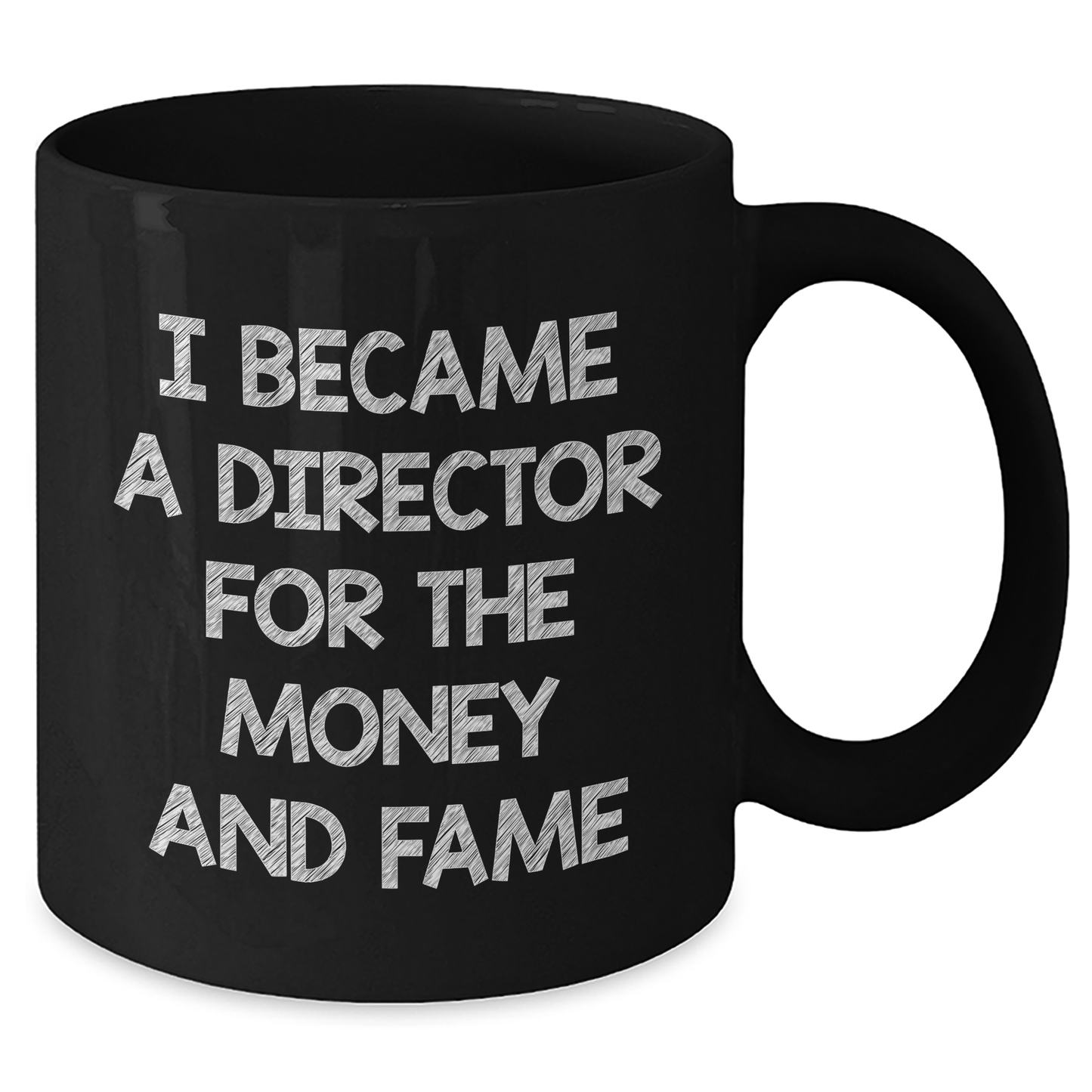 Funny Director Gifts from Friends for Him - Black Coffee Mug, 'I Became A Director For The Money And Fame' Humorous Quote, 11oz or 15oz, Microwave and Dishwasher Safe - Additional