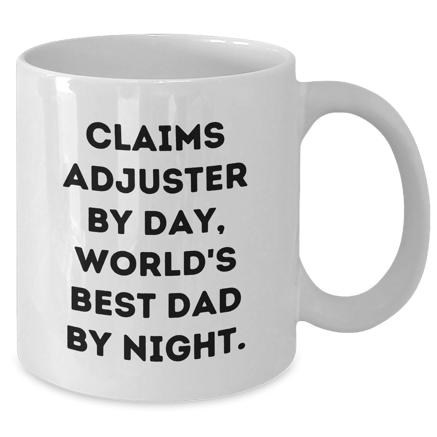 Claims Adjuster Gifts, Funny White Coffee Mug, 'Claims Adjuster By Day, World's Best Dad By Night.' for Father's Day Unique Gifts from Family to Claims Adjuster or Friends - Additional