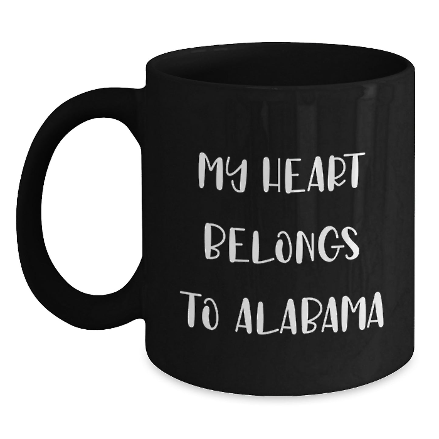 Funny Alabama Gifts for Men from My Heart Belongs To Alabama Black Coffee Mug, Birthday Unique Gifts for Family - Main