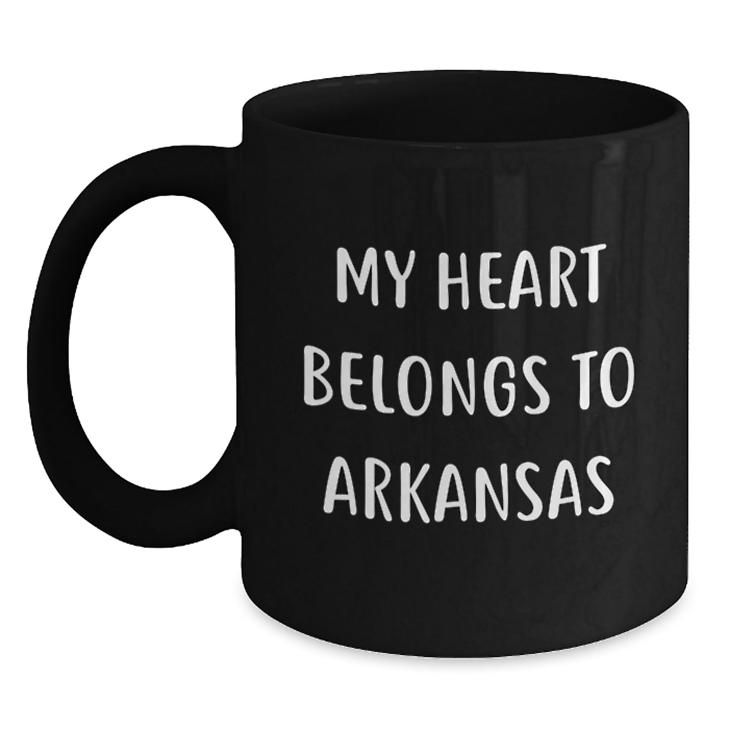 Funny Arkansas Gifts, 'My Heart Belongs To Arkansas' Black Coffee Mug for Birthday, Gifts from Friends, Gifts for Arkansas Lovers - Main