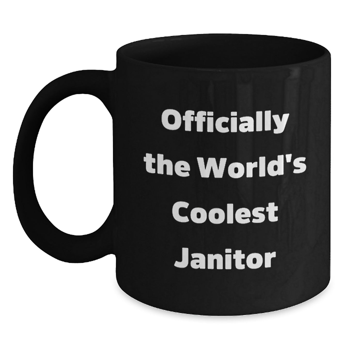 Janitor Gifts from Men to Janitor, Black Coffee Mug for Birthday, 'Officially The World's Coolest Janitor' Funny Quote - Main