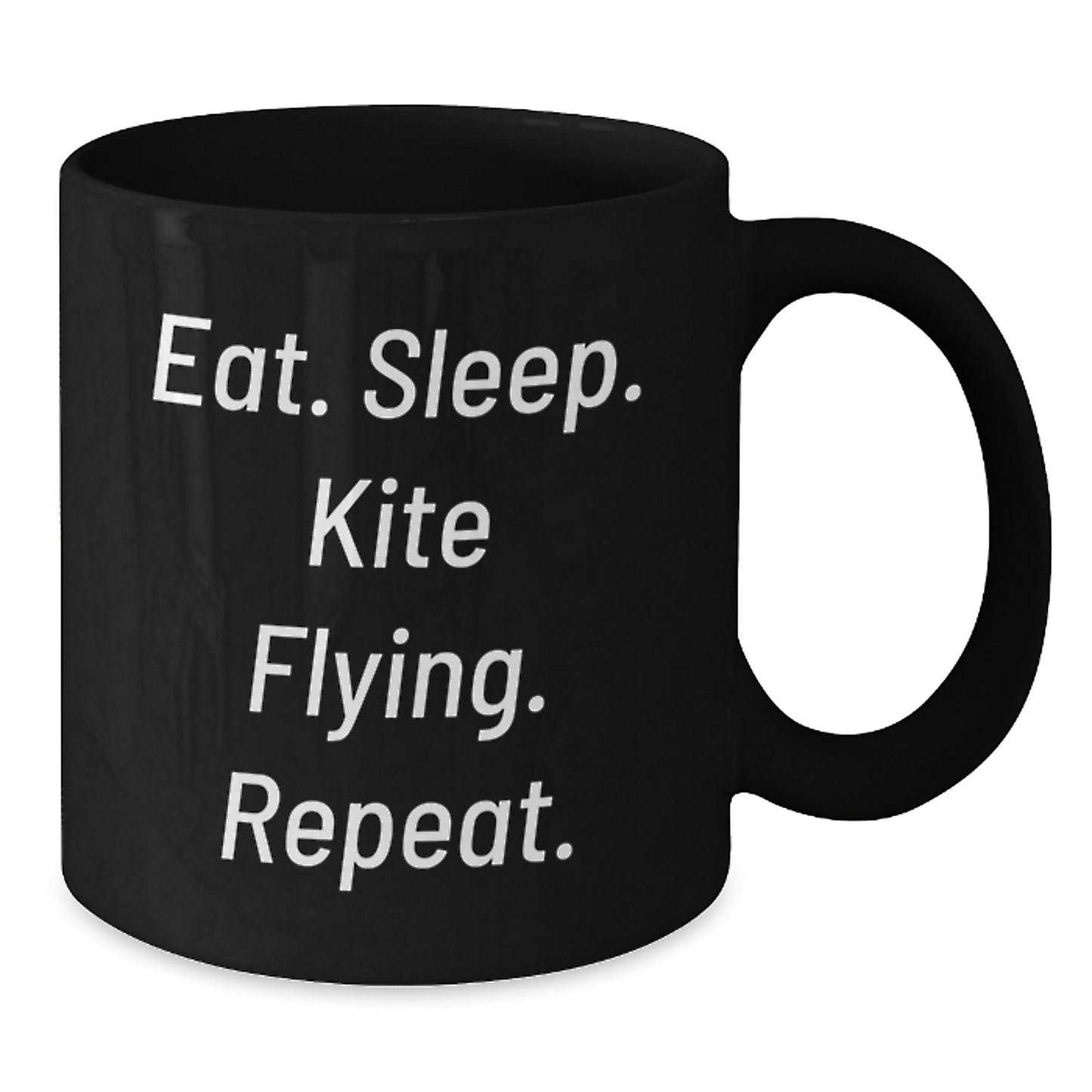 Kite Flying Enthusiast Gifts from Friends, Black Coffee Mug for Men or Women, Eat. Sleep. Kite Flying. Repeat., Graduation Unique Gifts - Additional