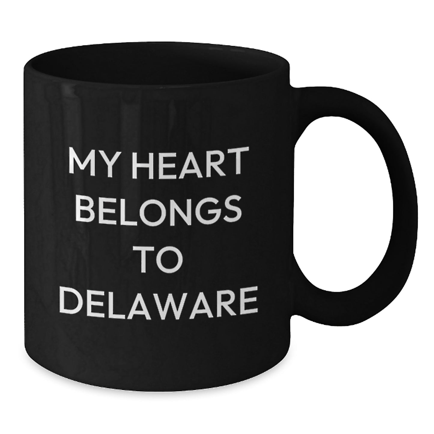 Delaware Lovers' Funny Black Coffee Mug, 'My Heart Belongs To Delaware', Unique Birthday Unique Gifts from Friends to Family - Additional