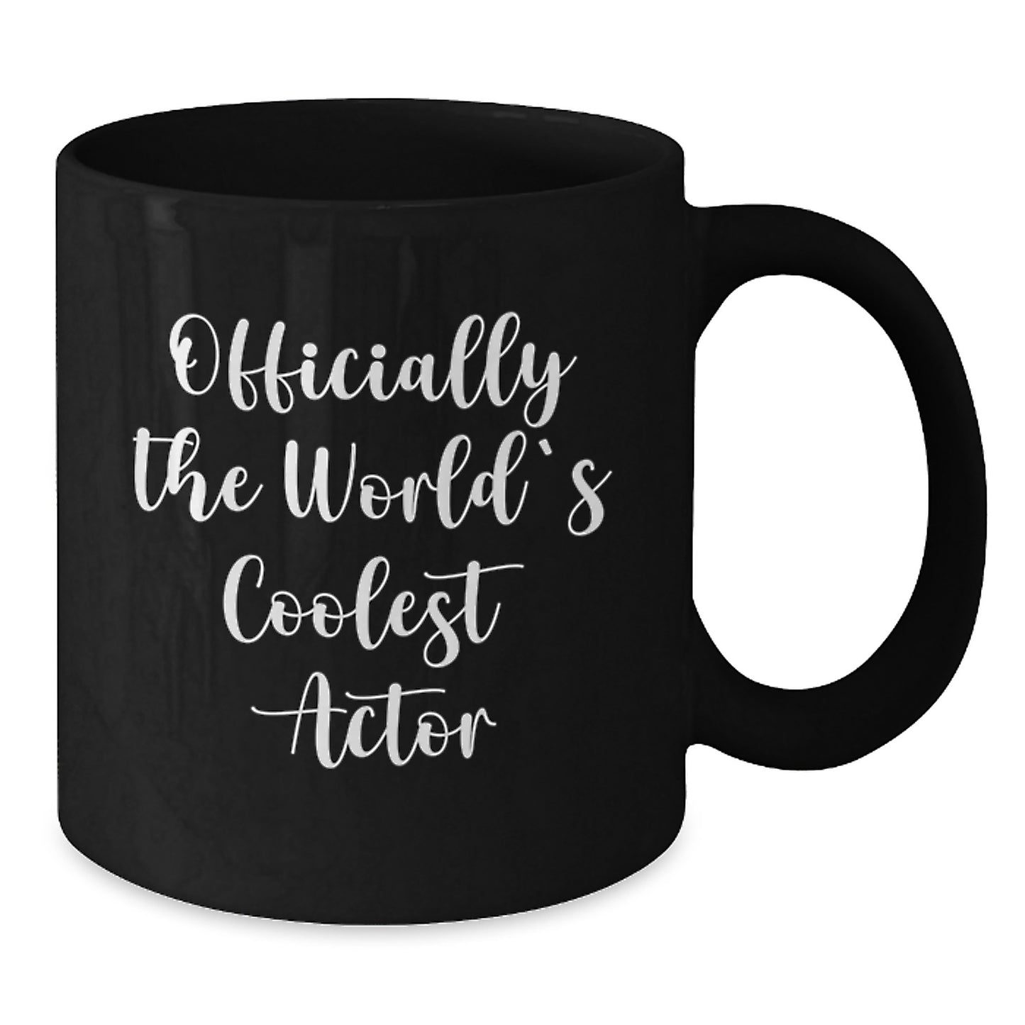 Funny Actor Gifts for Men from Friends - 'Officially The World's Coolest Actor' Black Coffee Mug, Graduation Unique Gifts - Additional