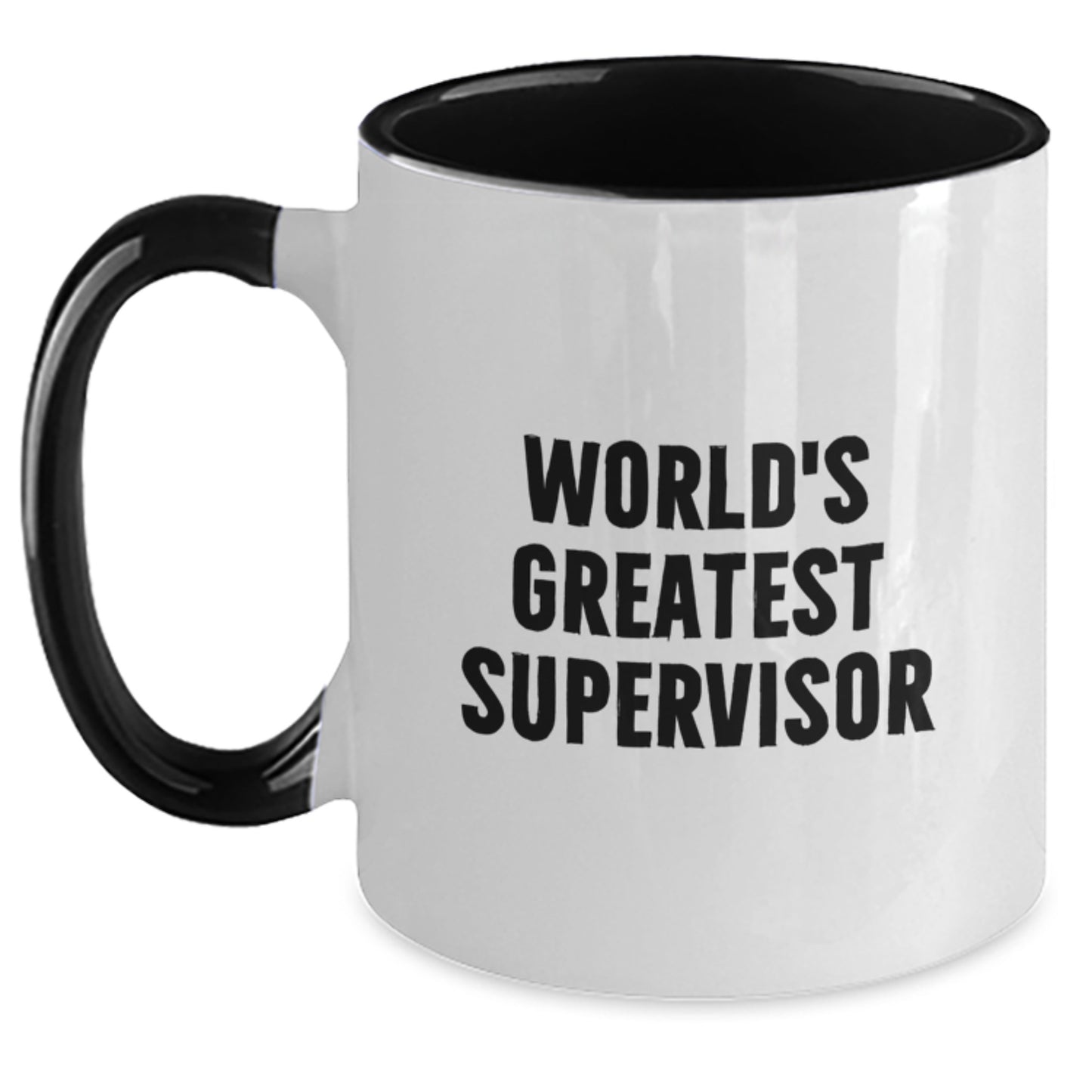 World's Greatest Supervisor Funny Two Tone Coffee Mugs, Gifts from Mom to Supervisor, Unique Graduation Gifts for Men, Women, Coworkers, Family - Main