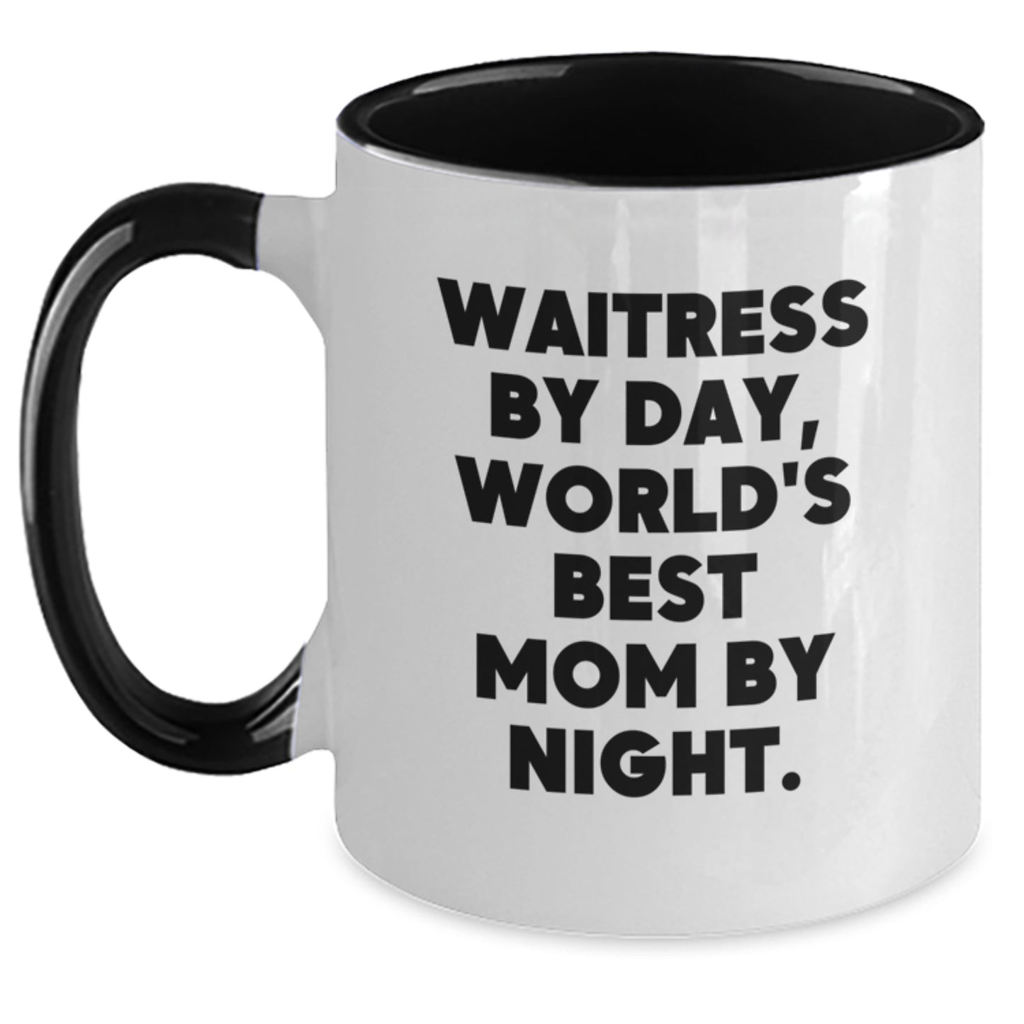 Funny Waitress Gifts from Men to Waitress Best Mom, Unique Birthday Unique Gifts for Her, Two Tone Coffee Mug with 'Waitress By Day, World's Best Mom By Night.' Quote - Main