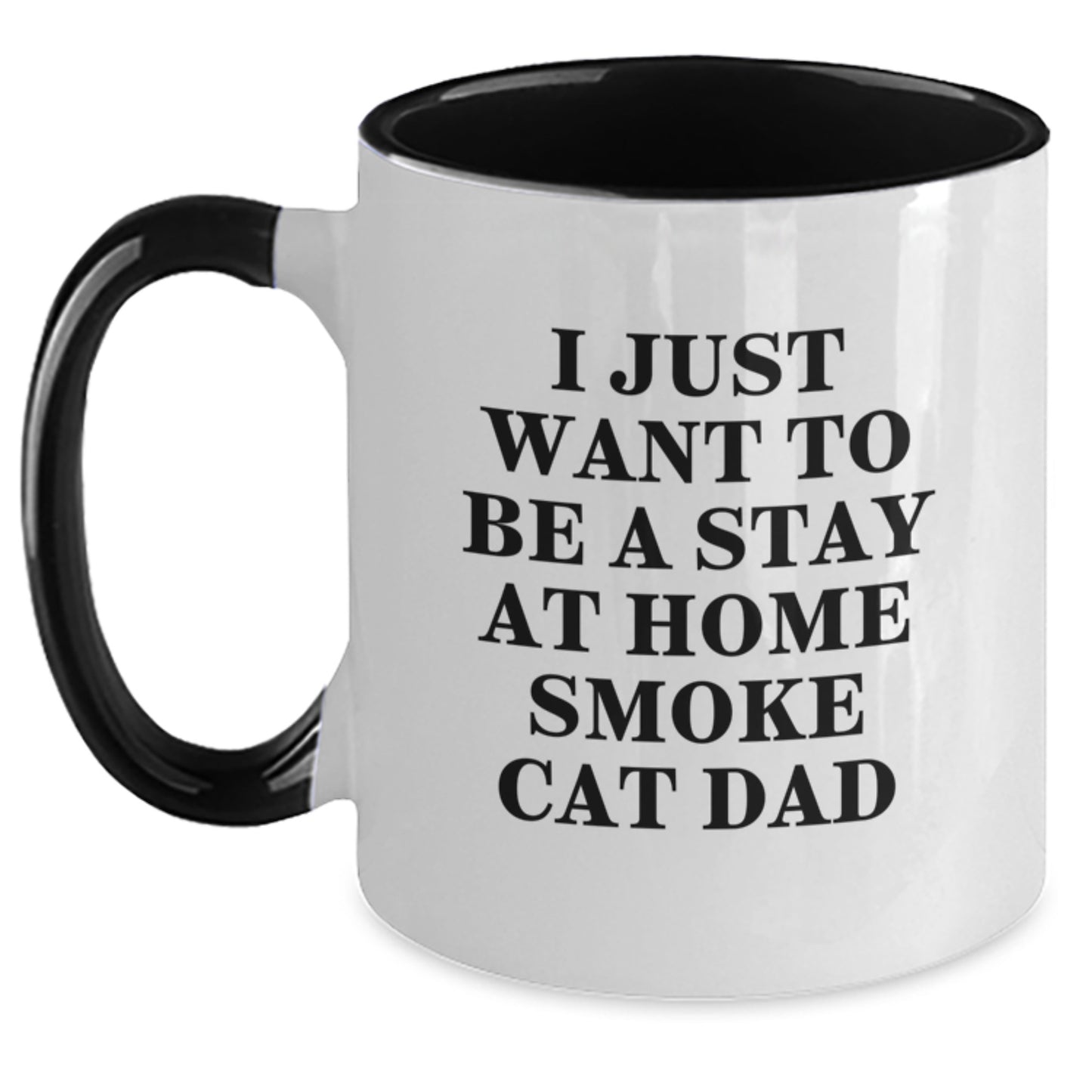 Funny Smoke Cat Dad Gifts for Men from Family, Friends, or Coworkers - Two Tone Coffee Mug for Graduation 'I Just Want To Be A Stay At Home Smoke Cat Dad' - Main