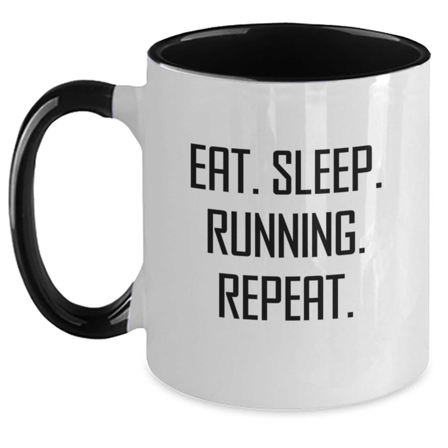 Funny Running Gifts from Friends, Unique Graduation Mugs for Running Lovers, Eat. Sleep. Running. Repeat. - 11oz Two Tone Ceramic Mug - Main