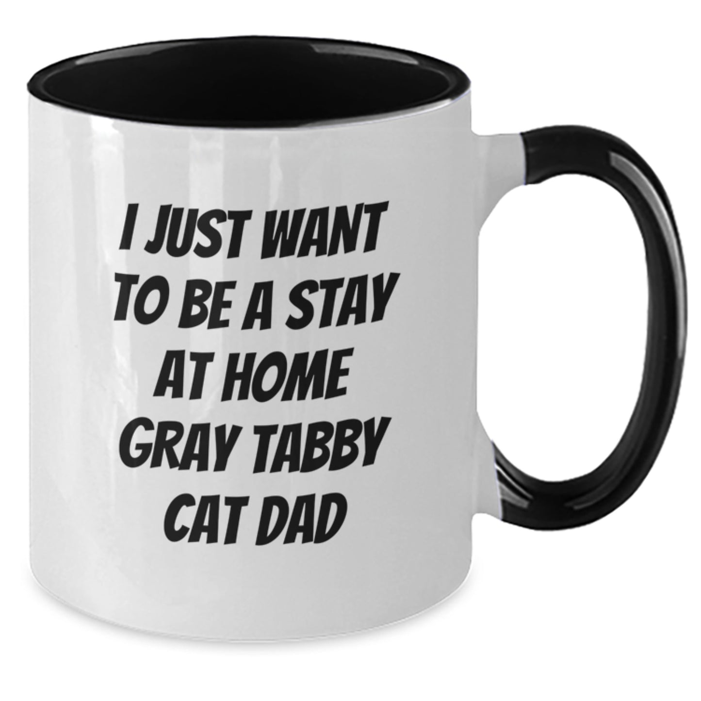 Funny Gray Tabby Cat Dad Gifts from Men to Friends for Graduation Unique Gifts, I Just Want To Be A Stay At Home Gray Tabby Cat Dad Two Tone Coffee Mug, Gifts for Gray Tabby Cat Lovers - Additional