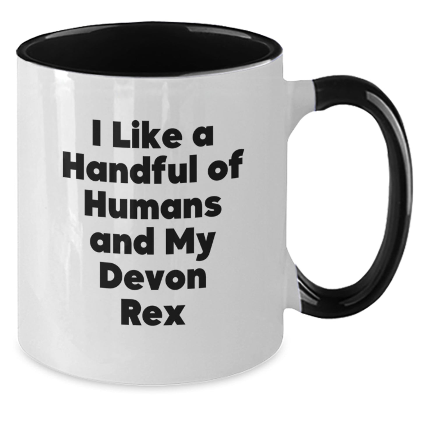 Funny Devon Rex Cat Gifts from Friends for Graduation Unique Gifts - I Like A Handful Of Humans And My Devon Rex, Two Tone Coffee Mug - Additional