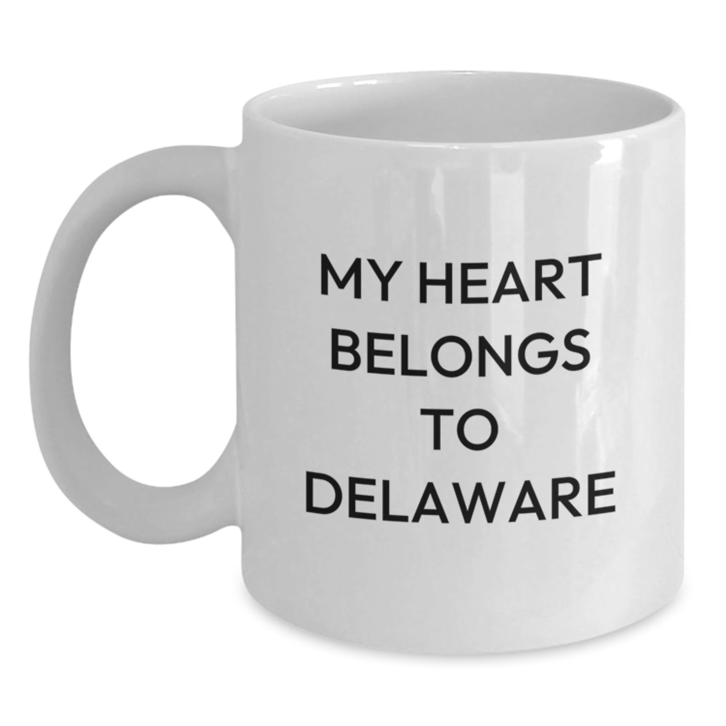 Funny Delaware Gifts from Friends and Family - 'My Heart Belongs To Delaware' White Coffee Mug, Unique Birthday Unique Gifts for Delaware Lovers - Main