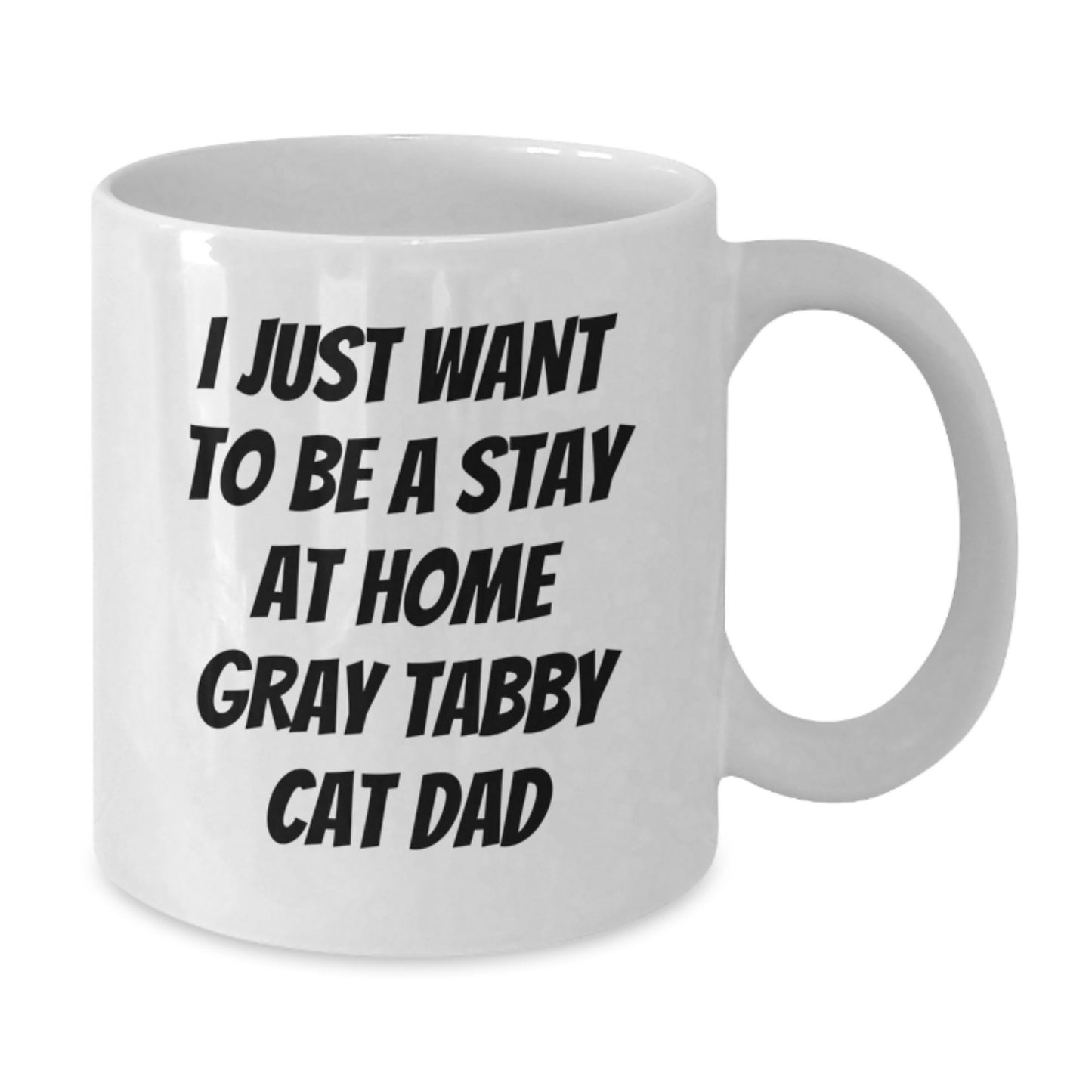 Funny Gray Tabby Cat Dad Gifts from Friends to Gray Tabby Cat Graduation Unique Gifts for Men - I Just Want To Be a Stay At Home Gray Tabby Cat Dad White Coffee Mug - Additional