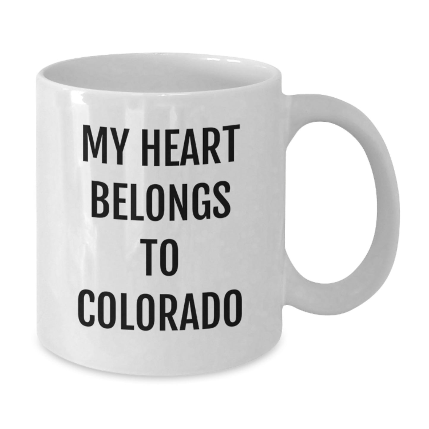 CO, Funny Quote, My Heart Belongs To Colorado, White Coffee Mug, Birthday Unique Gifts from Friends, Gifts for Colorado Lovers - Additional