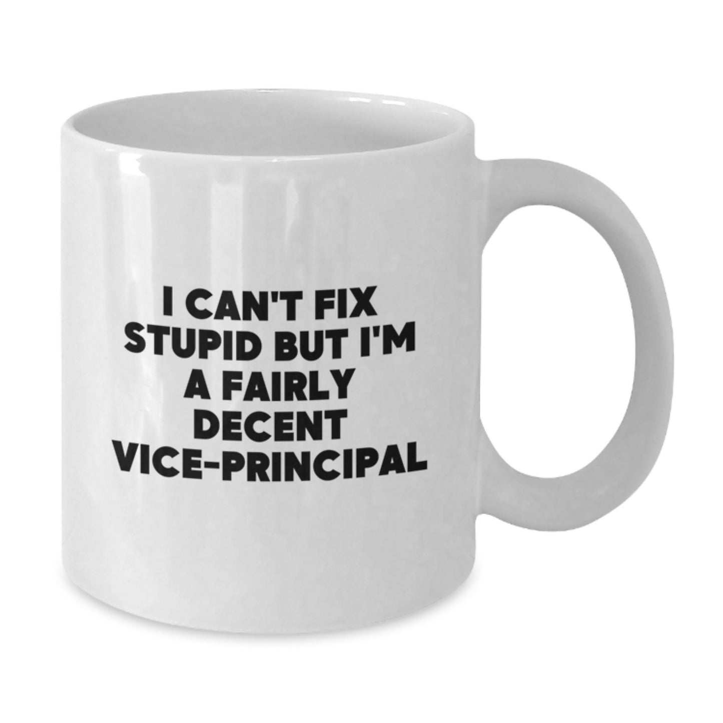 Funny Vice-Principal Gifts from Friends, Unique White Coffee Mug for Men and Women, I Can't Fix Stupid But I'm A Fairly Decent Vice-Principal Graduation Unique Gifts - Additional