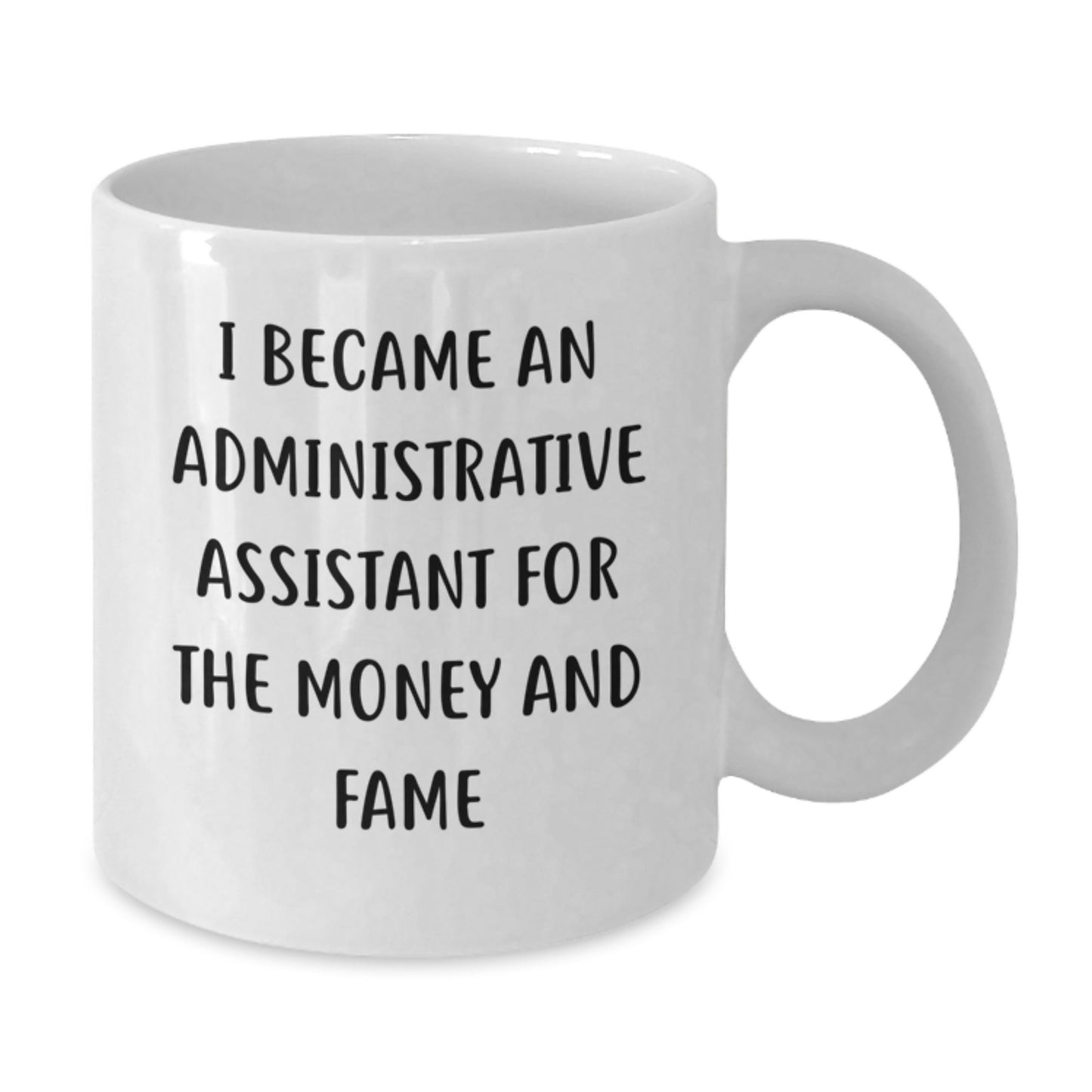 Administrative Assistant Humor Gifts from Coworkers for Birthday, I Became An Administrative Assistant For The Money And Fame White Coffee Mug - Additional