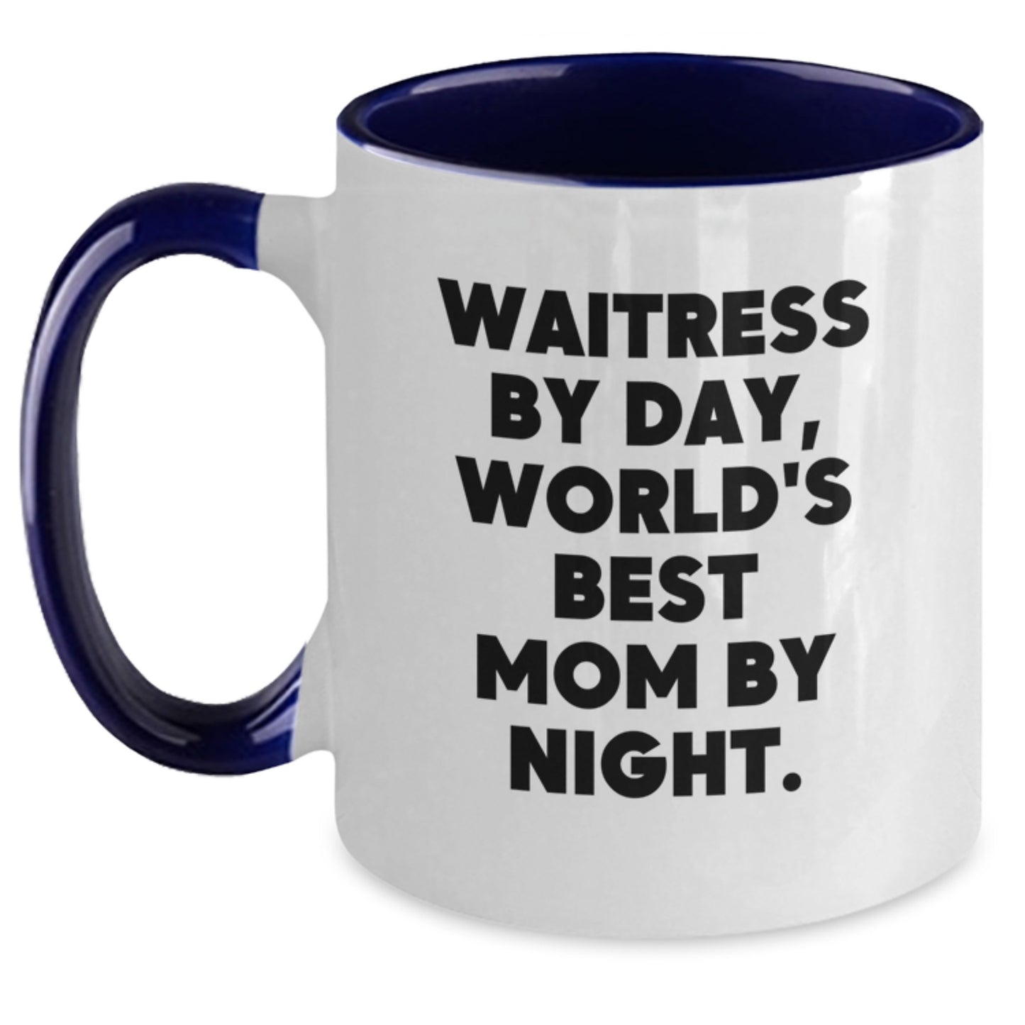 Funny Waitress Gifts from Men to Waitress Best Mom, Unique Birthday Unique Gifts for Her, Two Tone Coffee Mug with 'Waitress By Day, World's Best Mom By Night.' Quote - Main