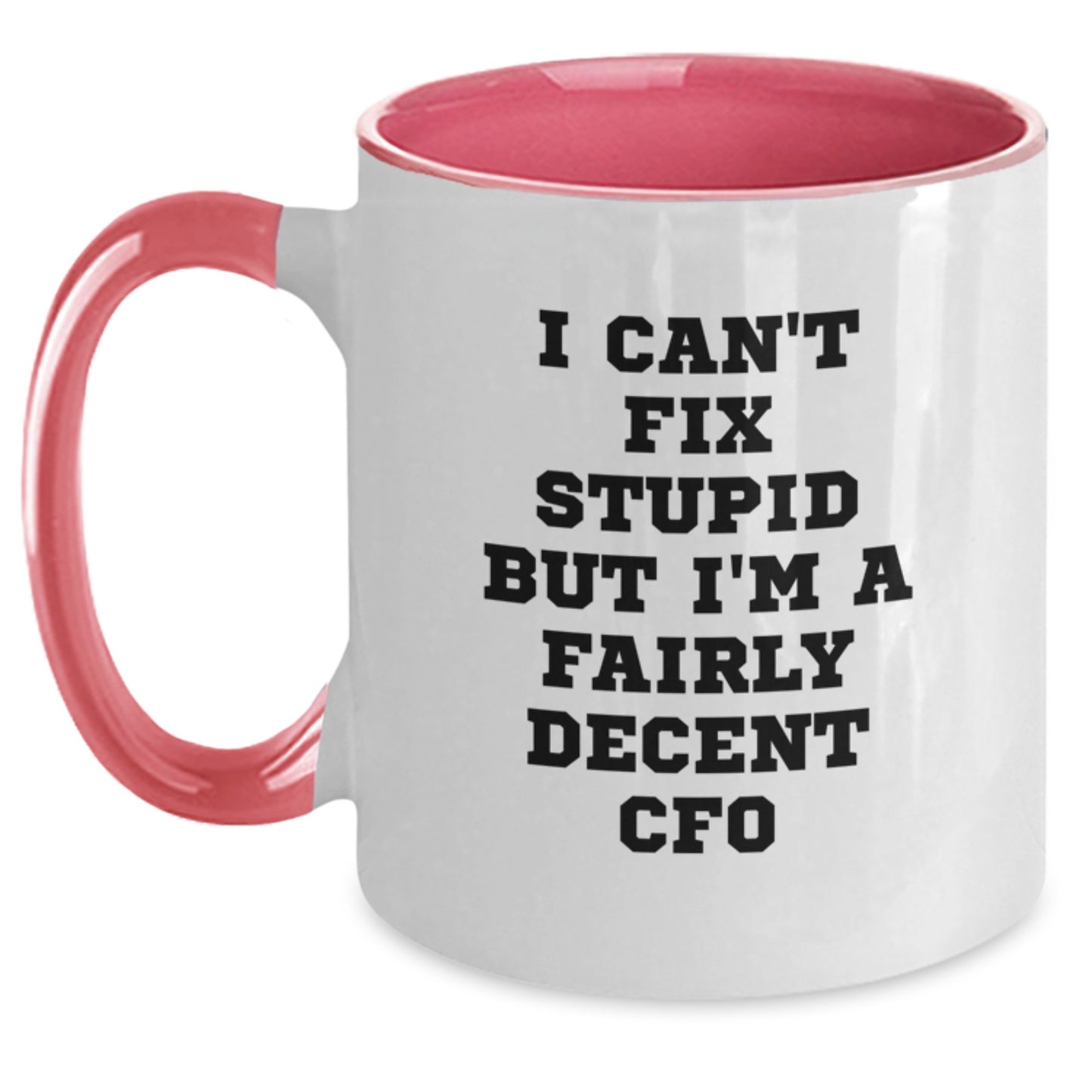 Funny CFO Gifts, I Can't Fix Stupid But I'm A Fairly Decent CFO Two Tone Coffee Mug for Graduation, Gifts from Men to CFO, Unique Graduation Gifts for Him - Main