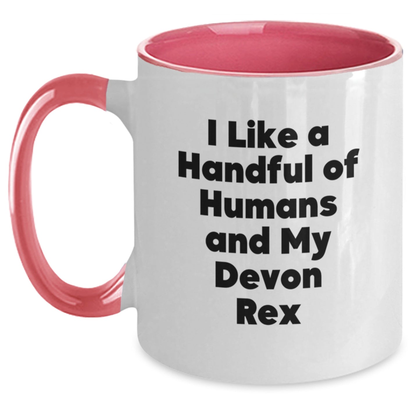 Funny Devon Rex Cat Gifts from Friends for Graduation Unique Gifts - I Like A Handful Of Humans And My Devon Rex, Two Tone Coffee Mug - Main