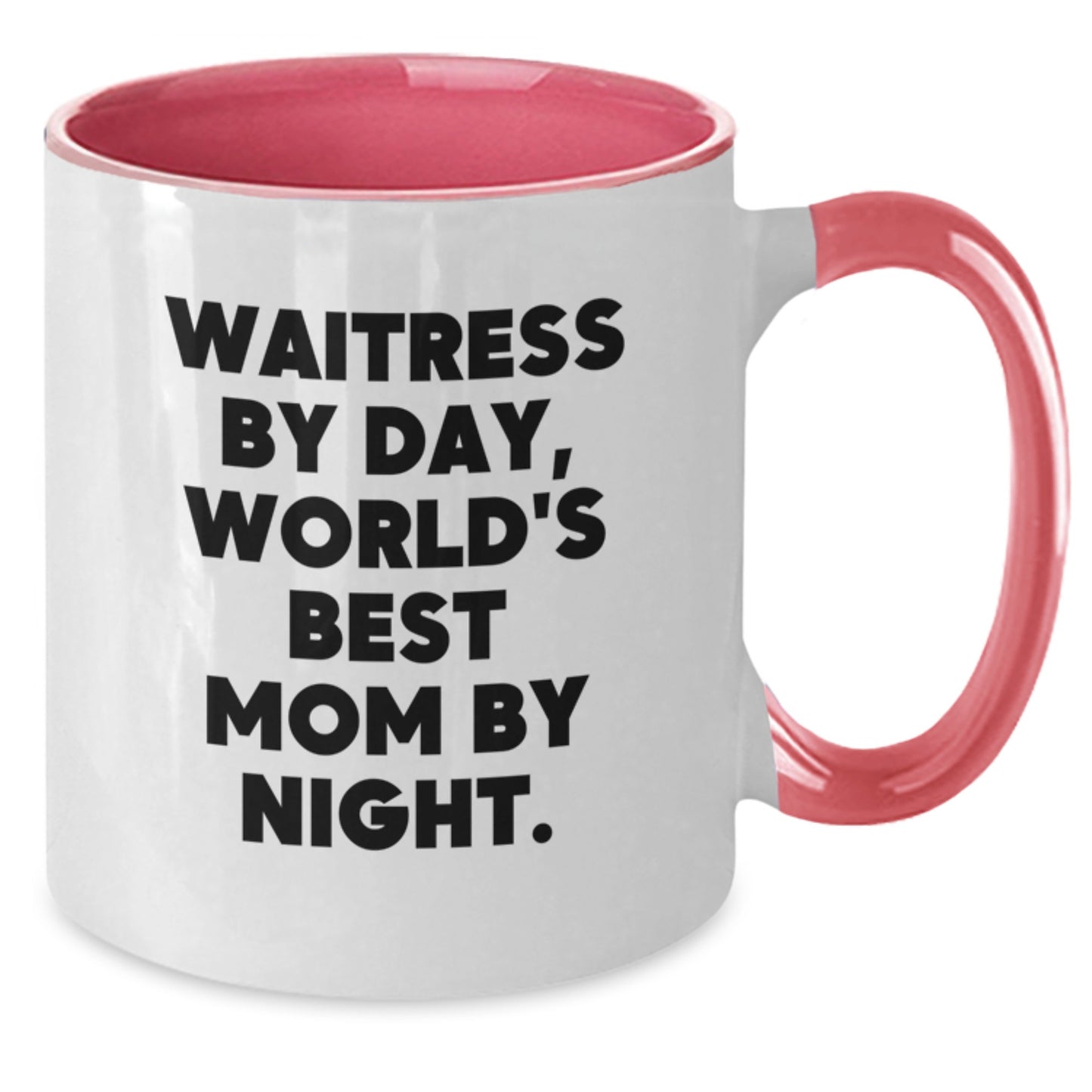 Funny Waitress Gifts from Men to Waitress Best Mom, Unique Birthday Unique Gifts for Her, Two Tone Coffee Mug with 'Waitress By Day, World's Best Mom By Night.' Quote - Additional