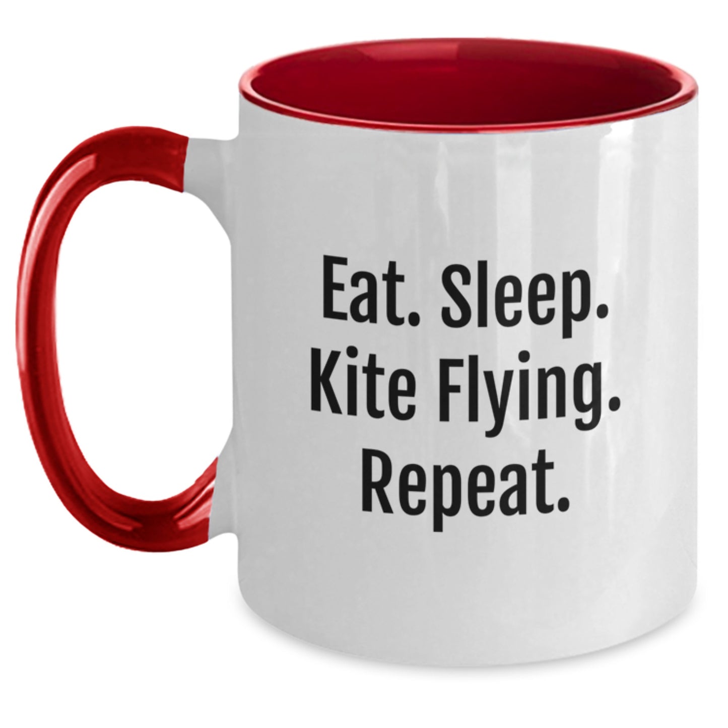 Kite Flying Enthusiasts' Funny Gift, Eat. Sleep. Kite Flying. Repeat. Two Tone Coffee Mug, Gifts from Friends for Kite Flying Graduates - Main