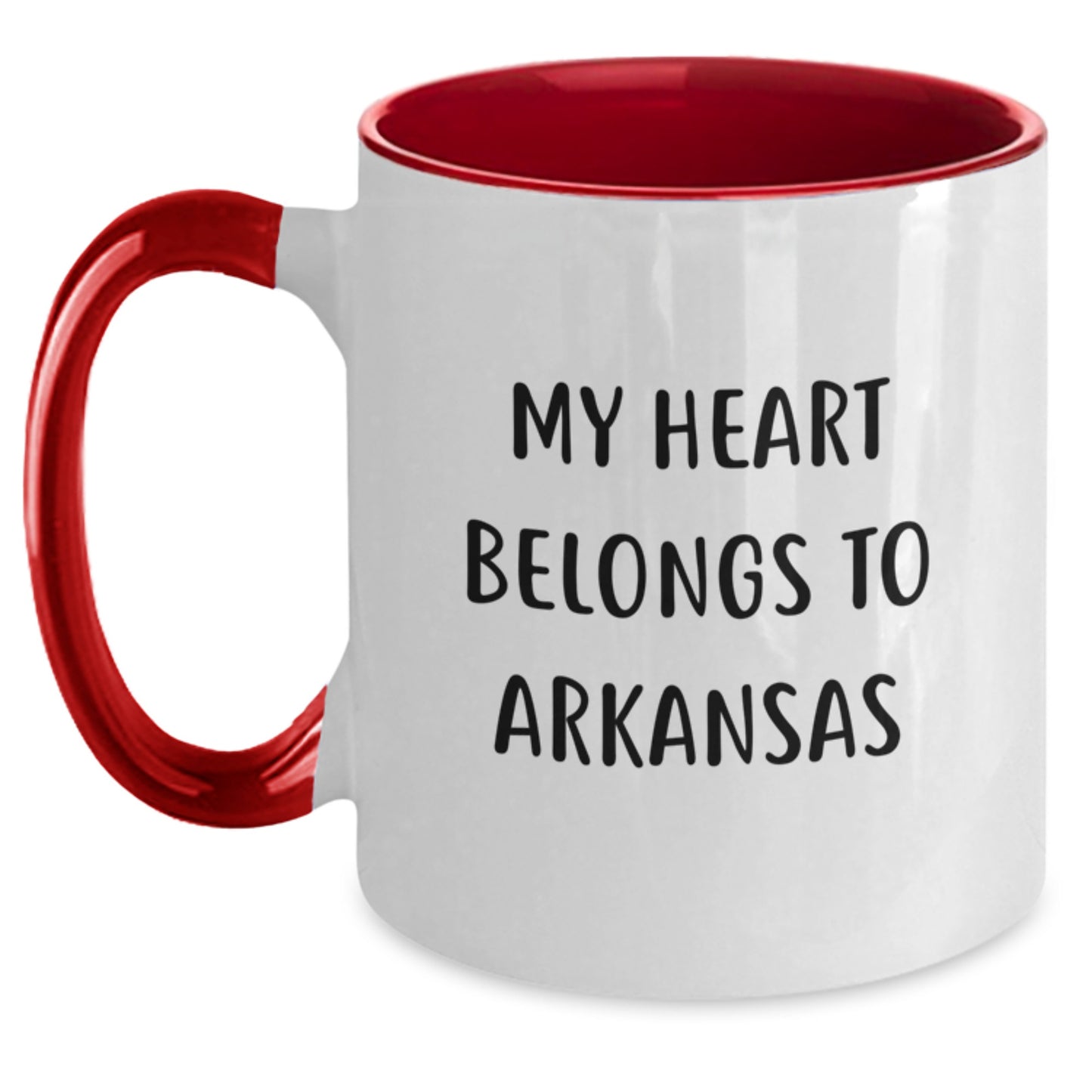 Funny Arkansas Gifts, My Heart Belongs To Arkansas Quote, Two Tone Coffee Mug, Gifts from Friends, Gifts for Arkansas Men, Unique Birthday Unique Gifts - Main