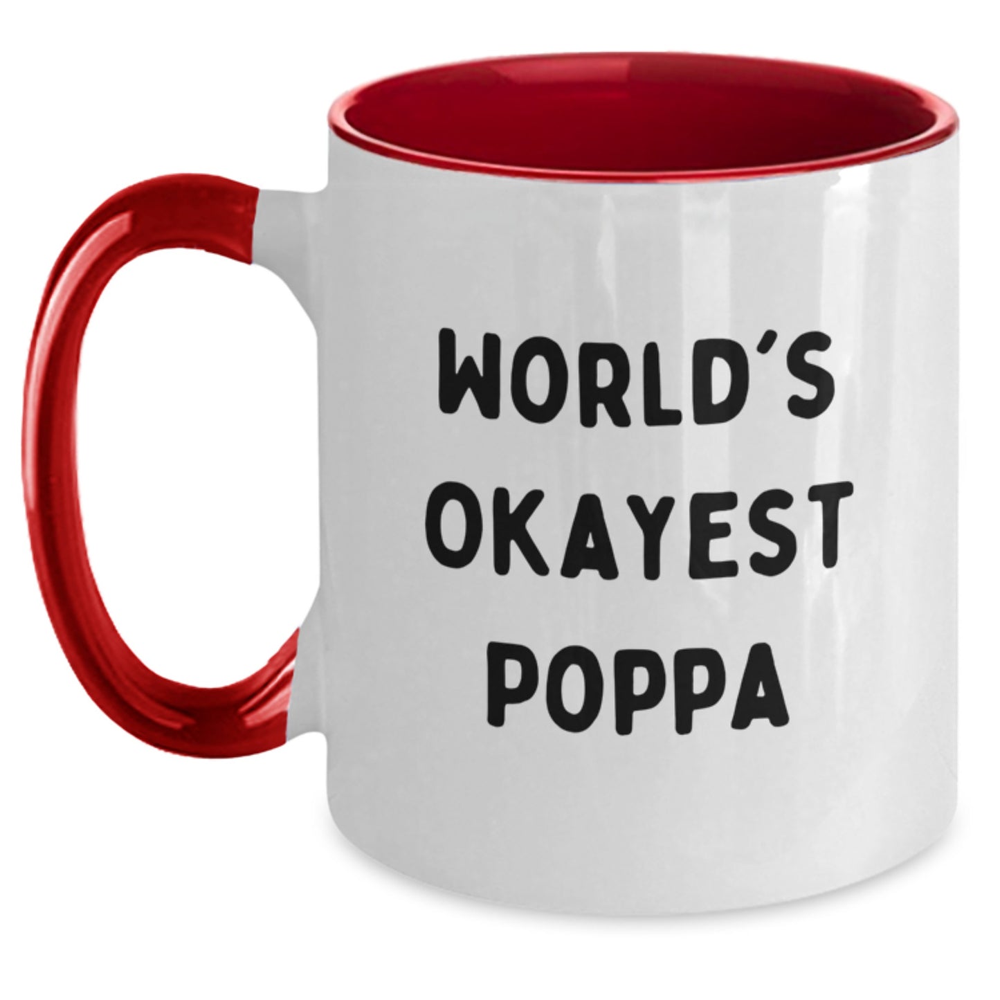 Funny World's Okayest Poppa Two Tone Coffee Mug Gifts from Men to Poppa on Birthday, Perfect for Daily Use - Main
