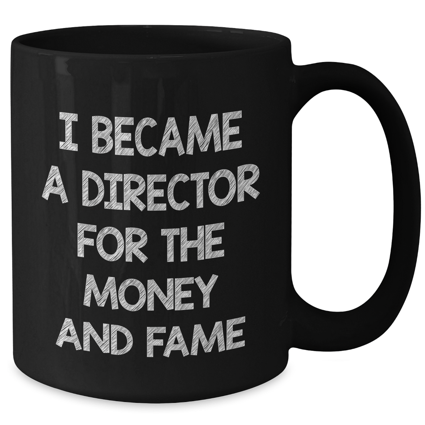 Funny Director Gifts from Friends for Him - Black Coffee Mug, 'I Became A Director For The Money And Fame' Humorous Quote, 11oz or 15oz, Microwave and Dishwasher Safe - Additional