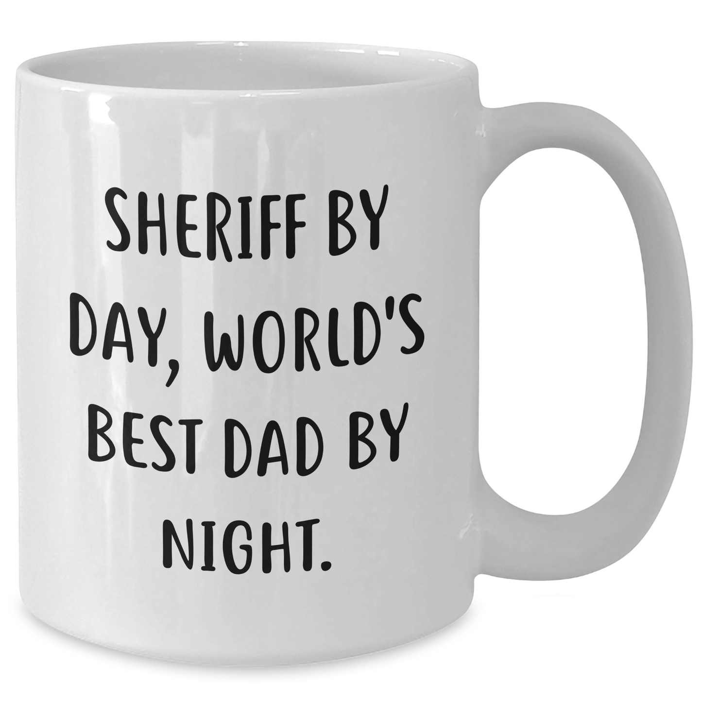 Funny Sheriff Mug, 'Sheriff By Day, World's Best Dad By Night.' Gifts for Sheriff on Father's Day, White Coffee Mug - Additional