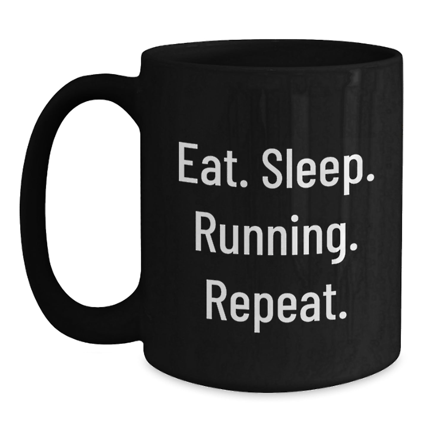 Funny Running Gifts for Her from Friends - Eat. Sleep. Running. Repeat. Inspirational Black Coffee Mug for Women Graduation - Main