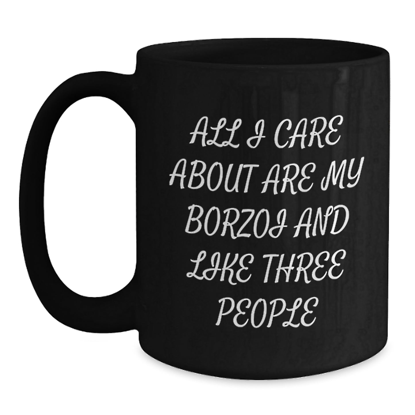 Funny Borzoi Dog Lover Gifts from Friends, Gifts for Borzoi Dog Enthusiasts, Black Coffee Mug for Birthday - Main