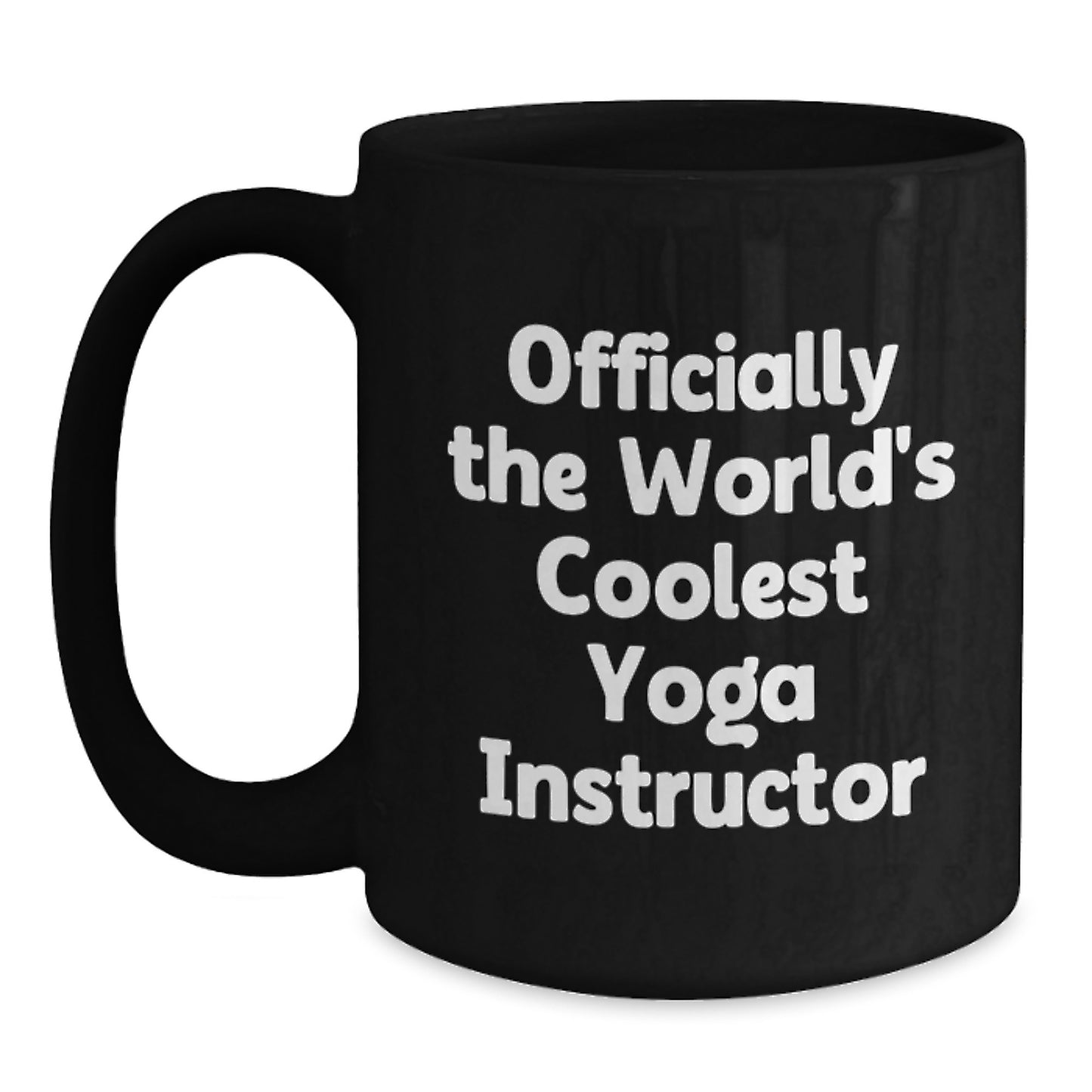 Funny Yoga Instructor Gifts for Graduation, 'Officially The World's Coolest Yoga Instructor' Quote on Black Coffee Mug Gifts from Family, Friends, Coworkers, or Men - Main