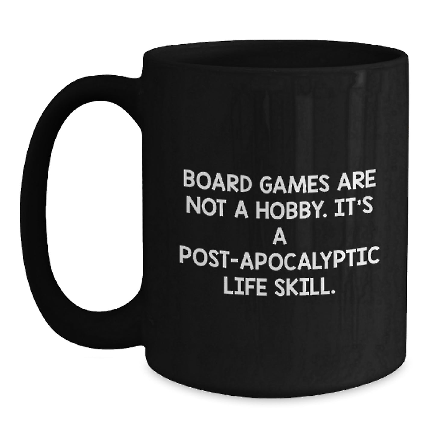 Funny Board Games Gifts for Men from Friends, Black Coffee Mugs for Board Games Enthusiasts, Post-apocalyptic Life Skill - Main