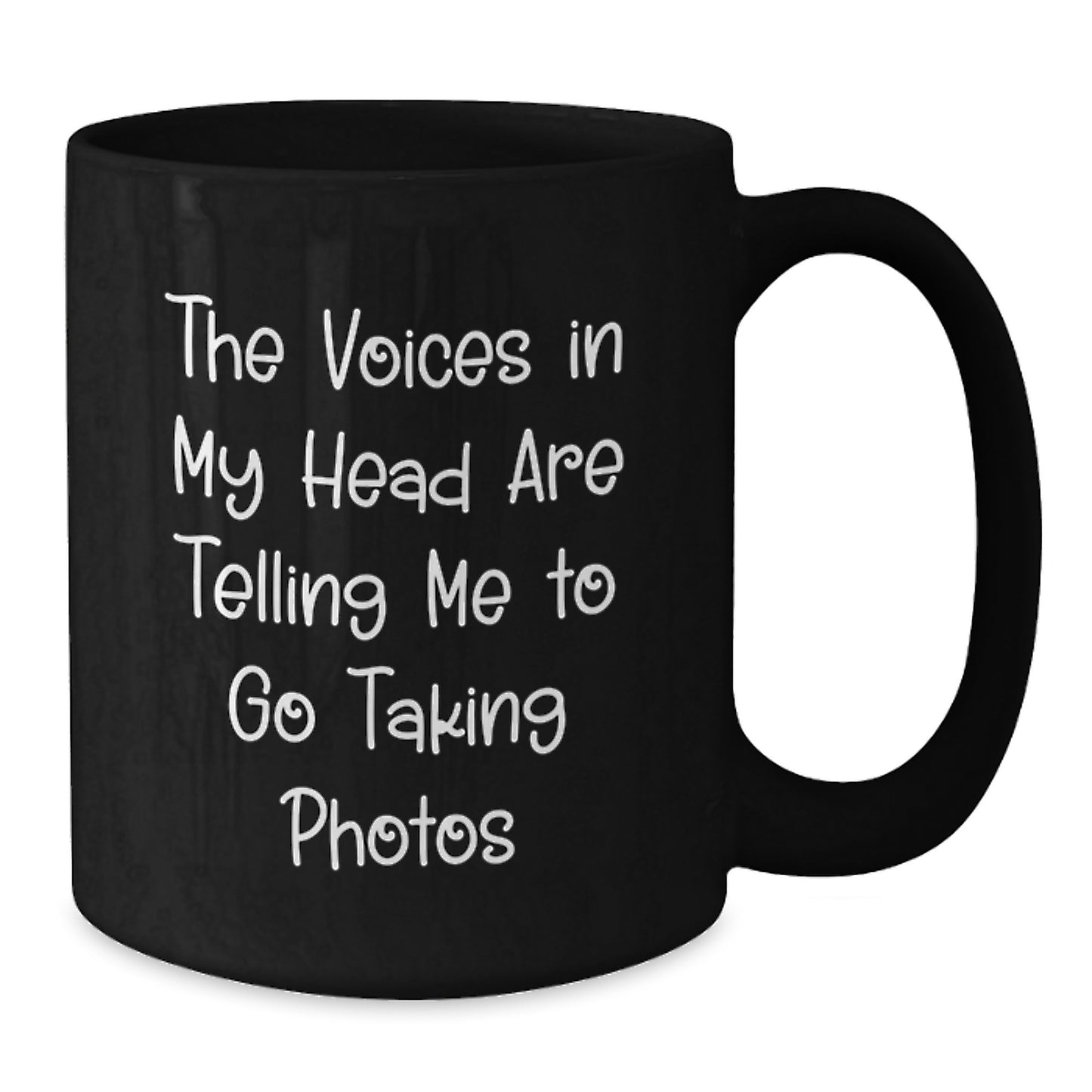 Funny Taking Photos Gifts for Him, Inspirational Mugs for Men, Black Coffee Mug with The Voices In My Head Are Telling Me To Go Taking Photos - Additional