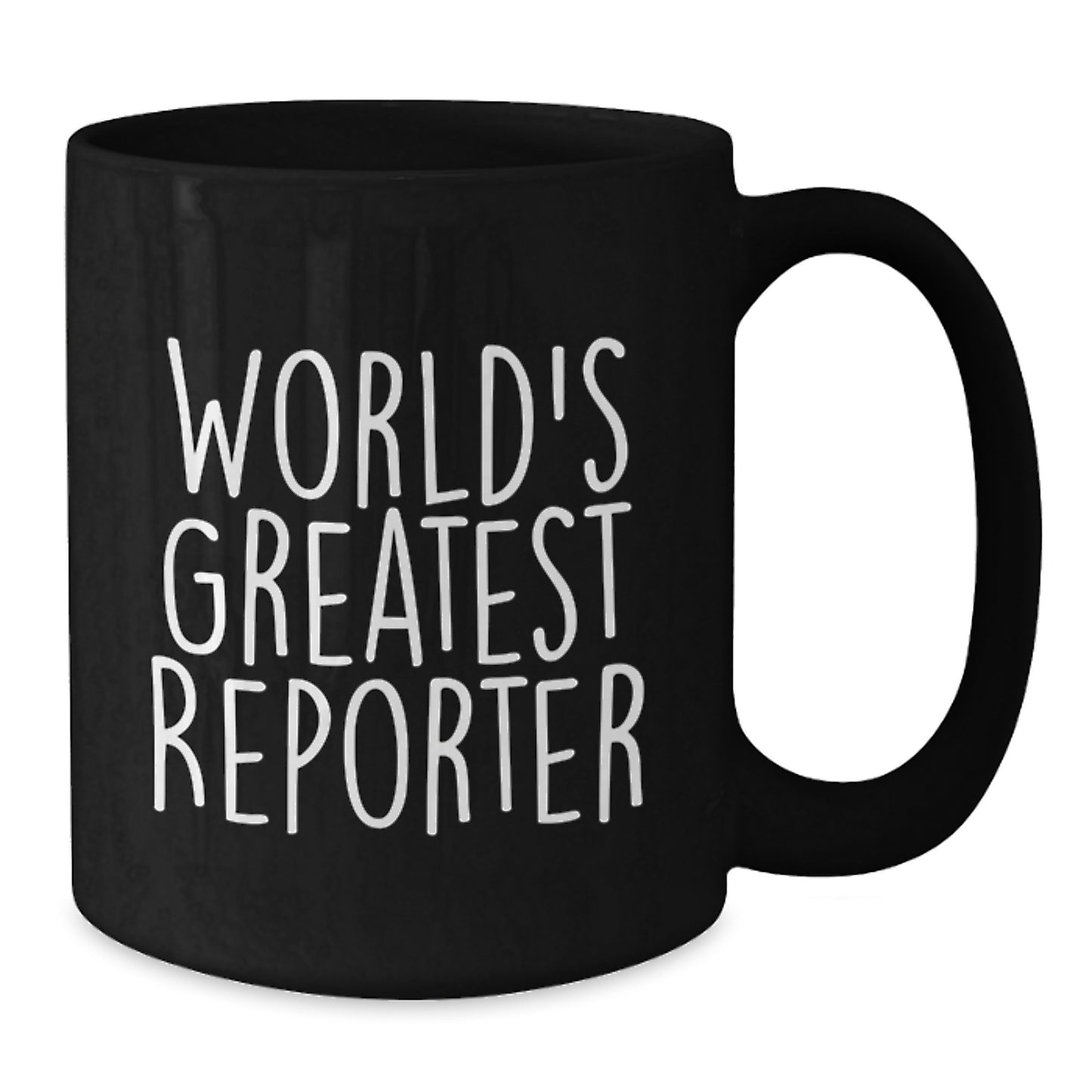 Funny Reporter Gifts from Friends for Birthday - 'World's Greatest Reporter' Quote on Black Coffee Mug - Additional