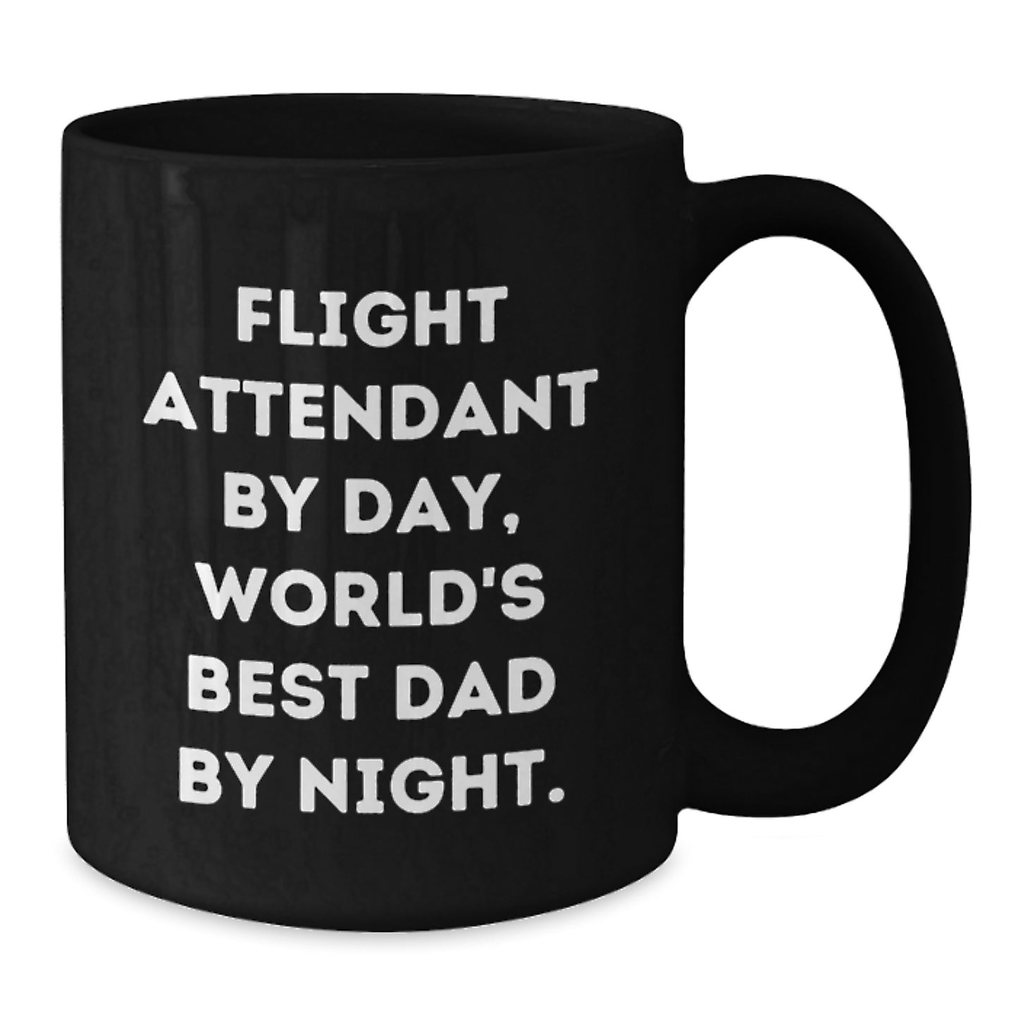 Flight Attendant Gifts for Men, Funny Black Coffee Mug - 'Flight Attendant By Day, World's Best Dad By Night' Gifts from Family - Additional