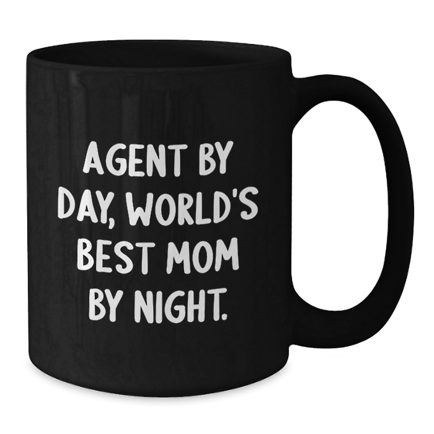 Agent Gifts from Mom - Funny Quote Black Coffee Mug, Birthday Unique Gifts for Agent, World's Best Mom By Night. - Additional
