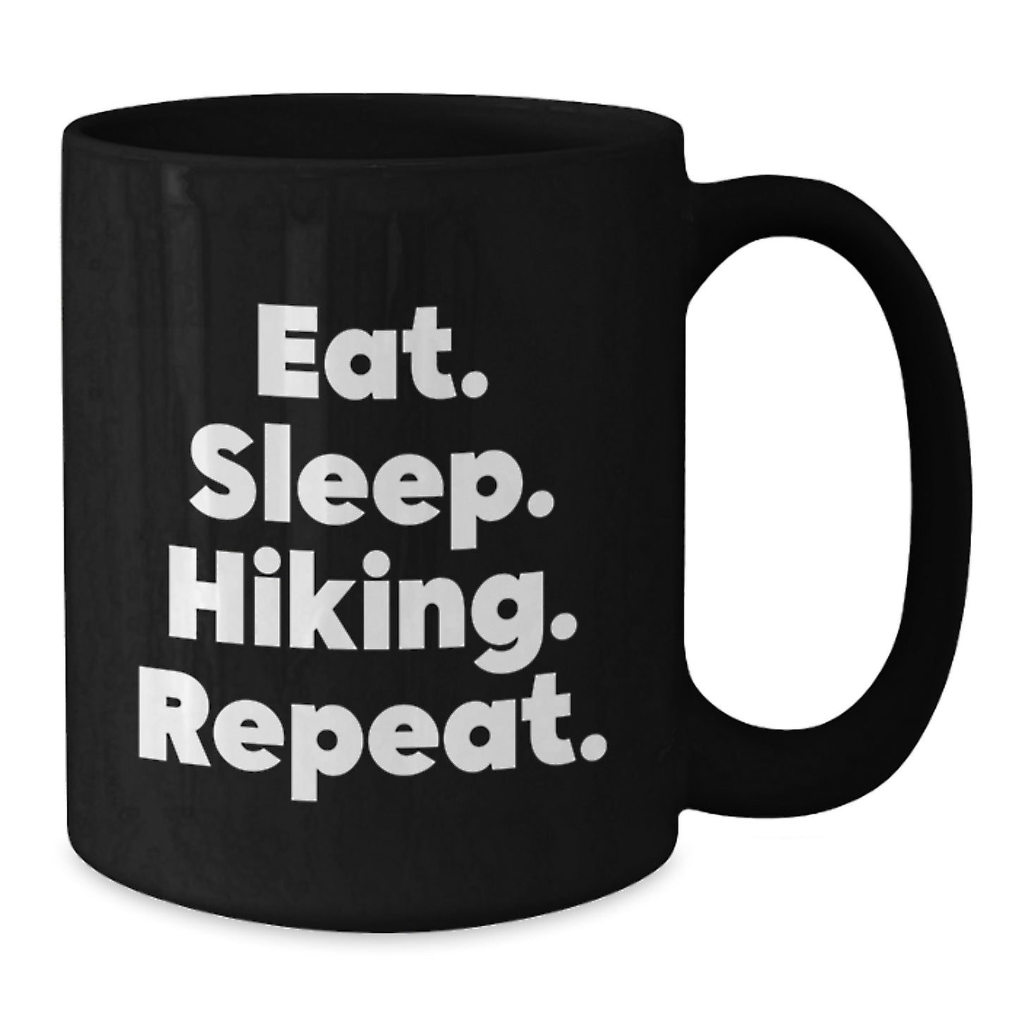 Funny Hiking Gifts for Men, Women, or Friends - Eat. Sleep. Hiking. Repeat. Black Coffee Mug for Graduation, Unique Gifts from Family, Coworkers, or Friends - Additional