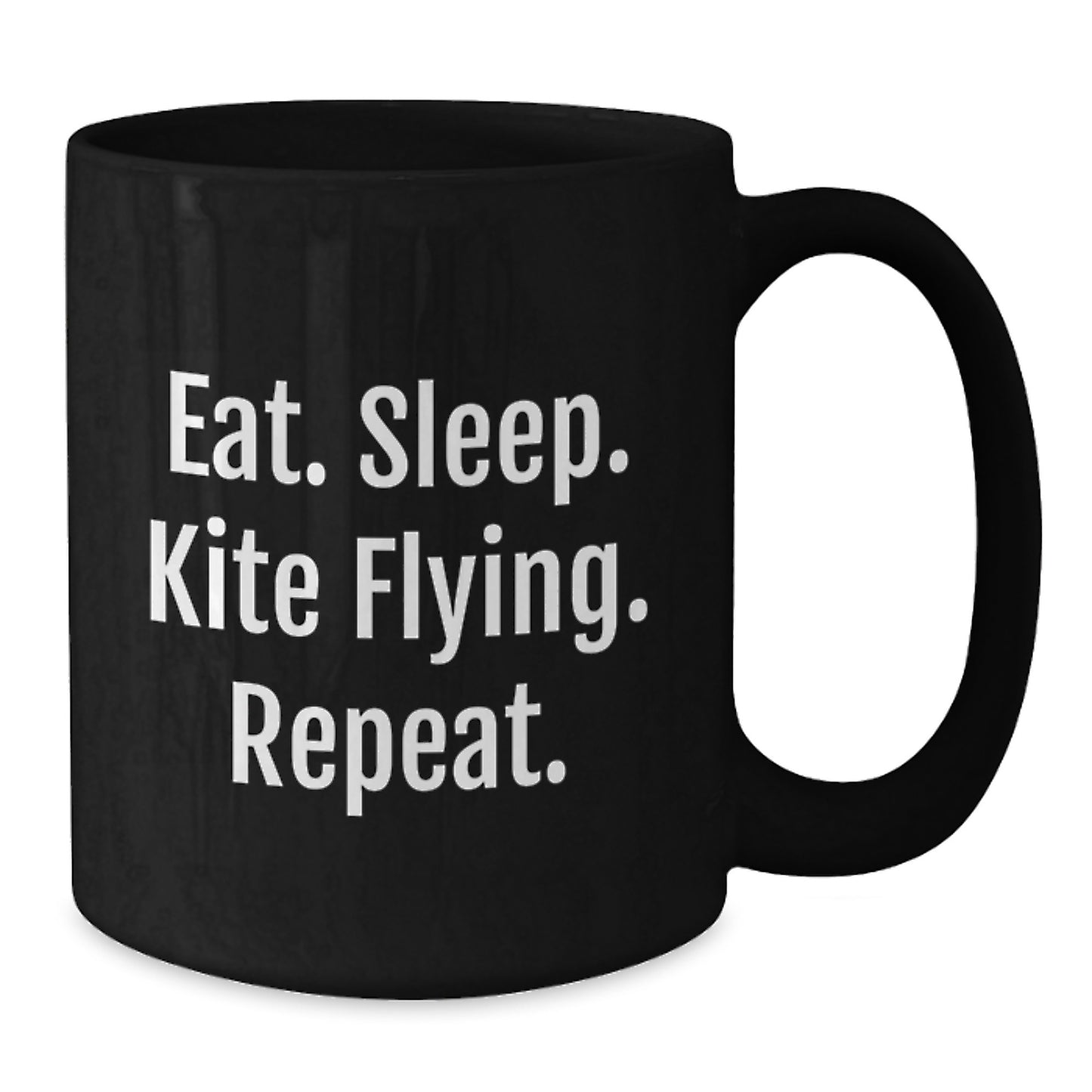Funny Kite Flying Gifts from Friends, Unique Black Coffee Mugs for Kite Enthusiasts, Eat. Sleep. Kite Flying. Repeat. Inspirational Graduation Mug - Additional