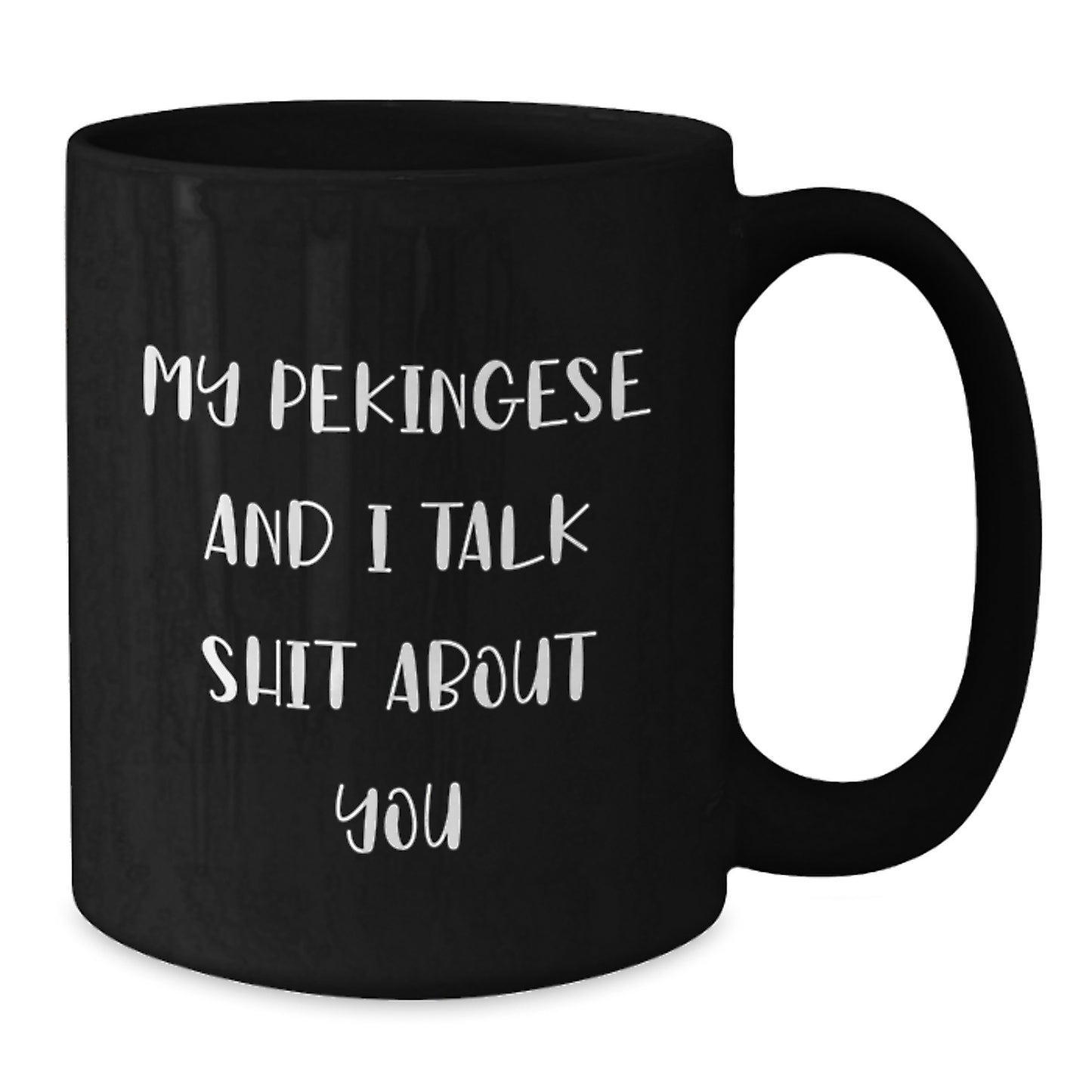 Funny Pekingese Dog Lover Gifts from Dad to Son for Father's Day Black Coffee Mug - Additional