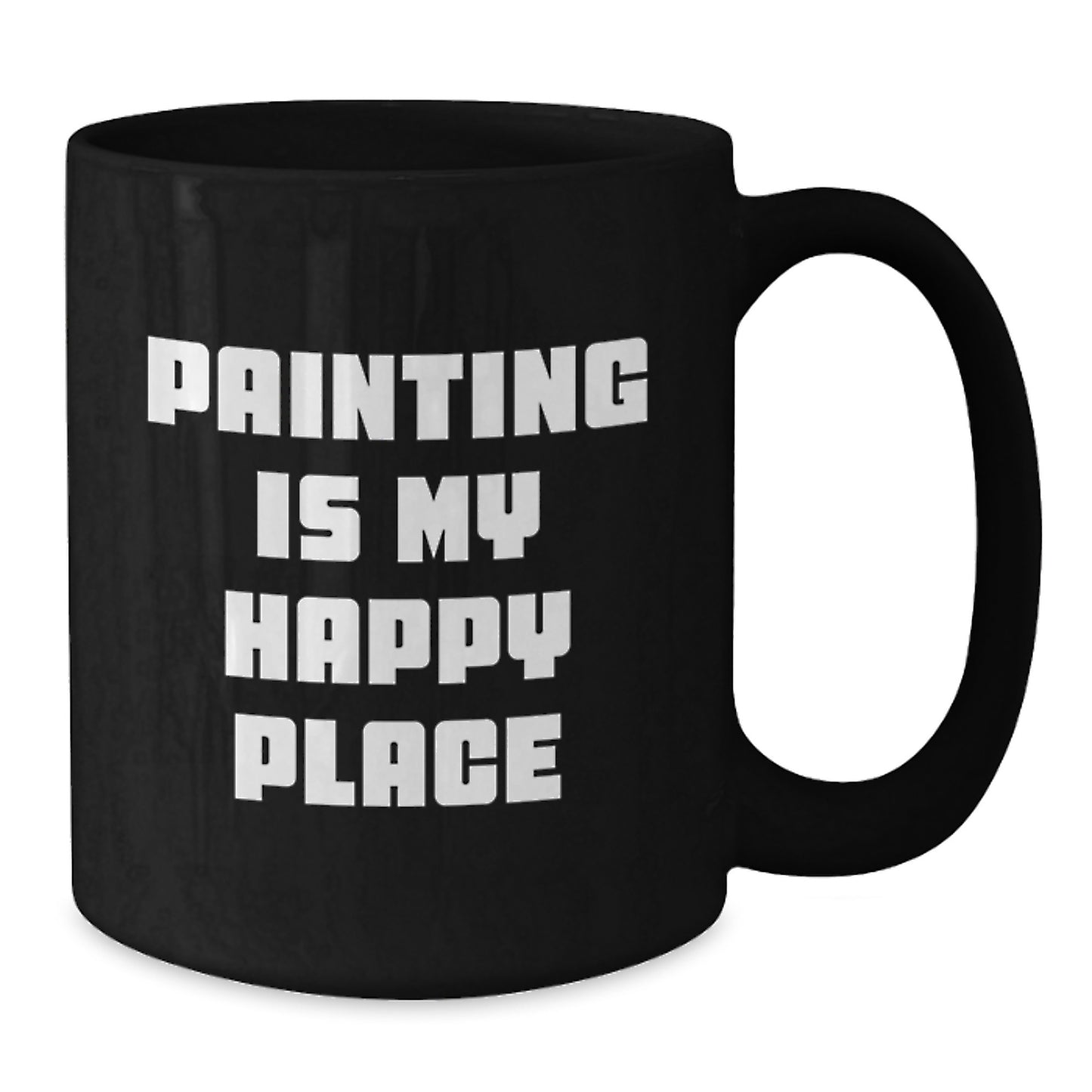 Funny Painting Gifts for Men, Women, Friends, Coworkers, Family - Painting Is My Happy Place Ceramic Black Coffee Mug - Graduation Unique Gifts - Additional