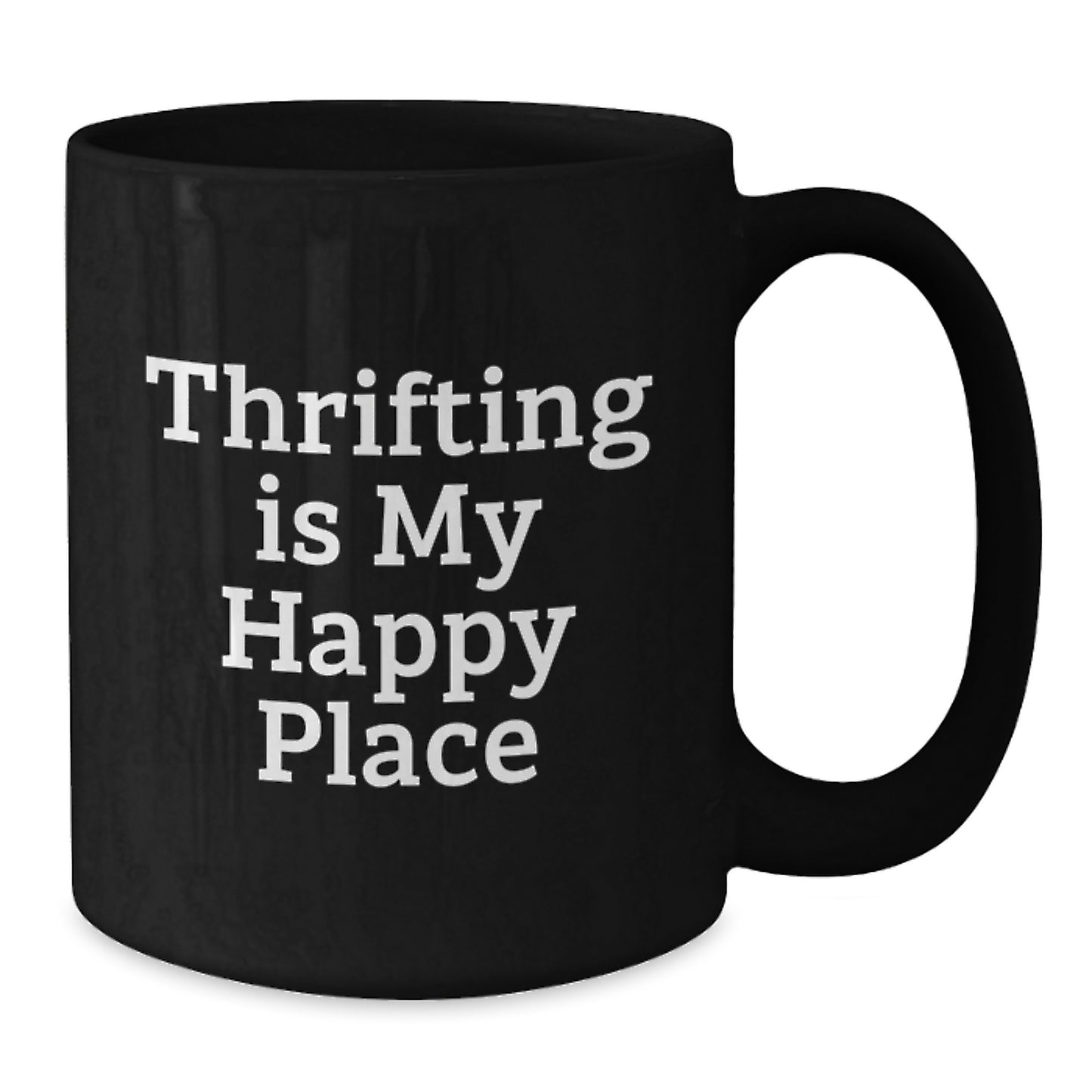 Thrifting Gifts for Her, Funny 'Thrifting Is My Happy Place' Black Coffee Mug, Gifts from Friends to Friends on Mother's Day - Additional