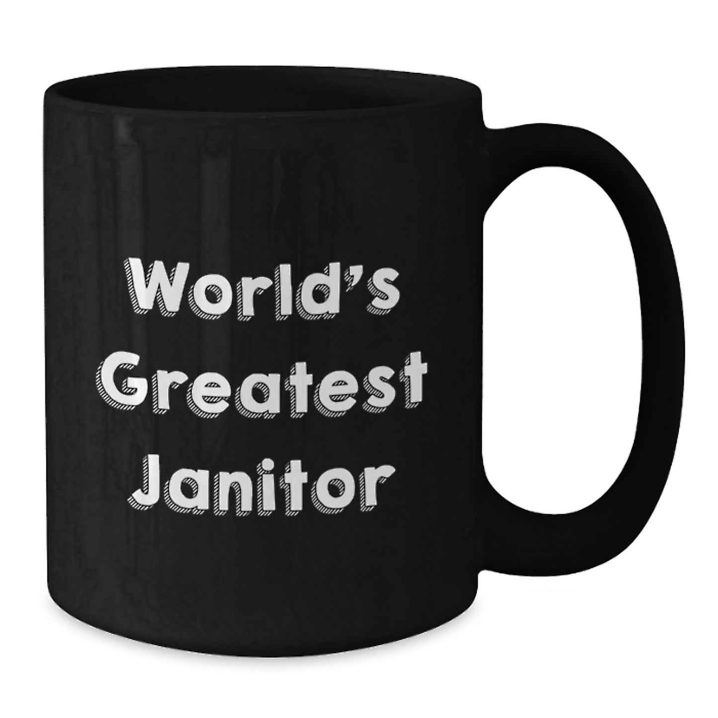 Funny Janitor Gifts for Men - 'World's Greatest Janitor' Black Coffee Mug, Christmas Unique Gifts from Friends, Family, Coworkers - Additional