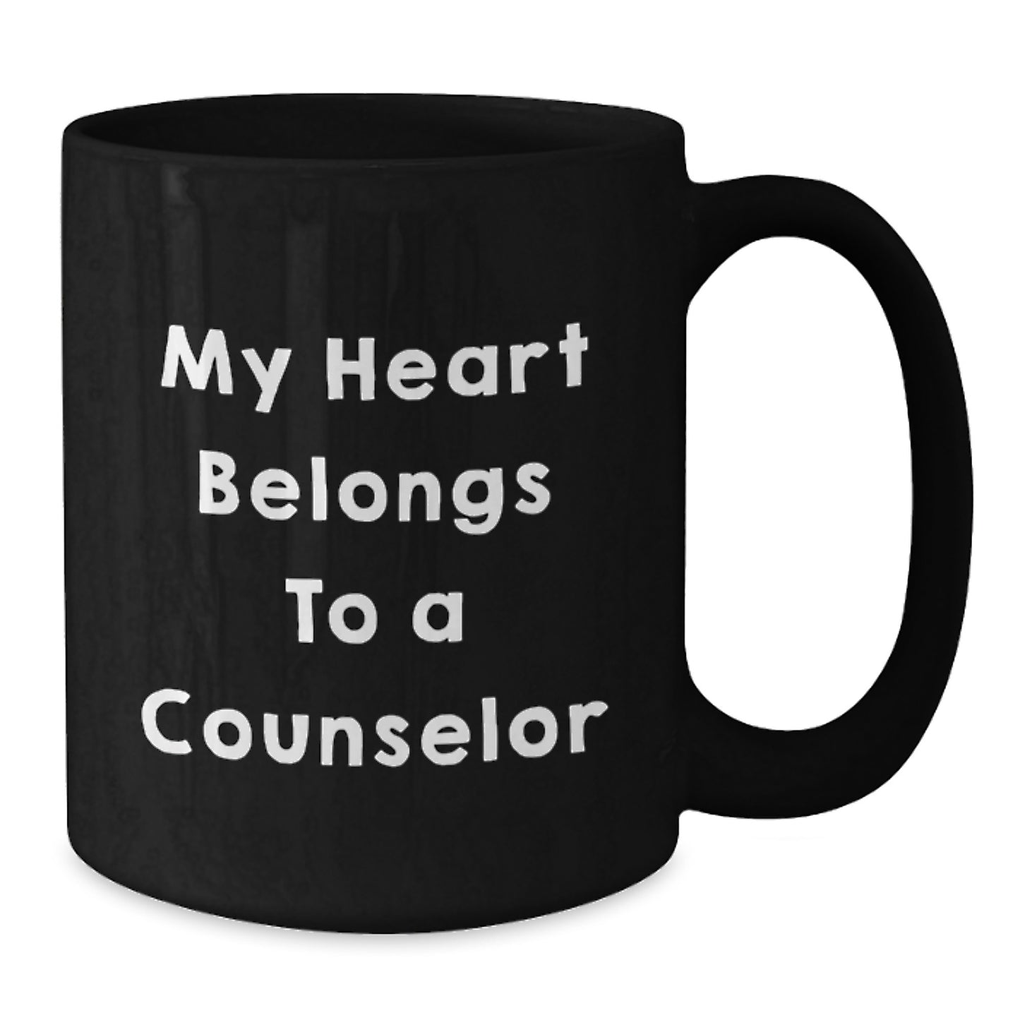 Funny Counselor Gifts for Graduation, Black Coffee Mug, 'My Heart Belongs To A Counselor' Quote, Perfect for Counselor Appreciation Day, Gifts from Family and Friends - Additional