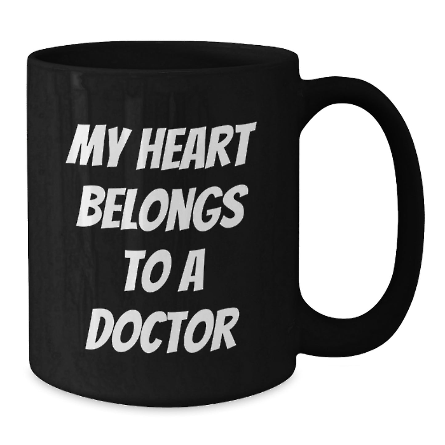Funny Doctor Gifts from Friends for Doctor Men Black Coffee Mug My Heart Belongs To A Doctor - Additional