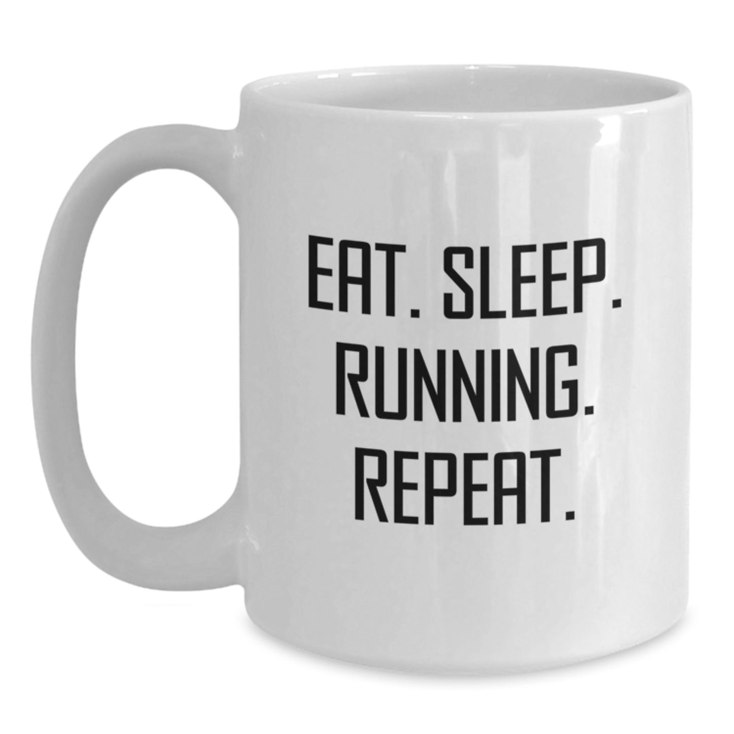 Funny Running Gifts for Men Friends Coworkers - Eat Sleep Running Repeat White Coffee Mug - Main