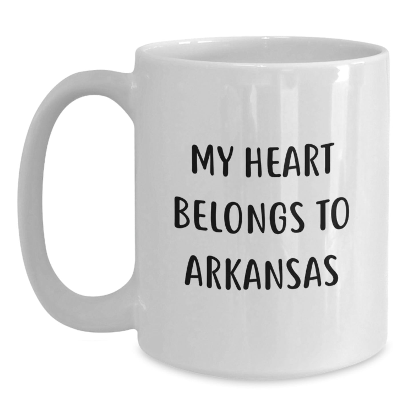 Funny Arkansas Gifts: White Coffee Mugs with My Heart Belongs To Arkansas Quote, Perfect for Arkansas Lovers, Birthday Unique Gifts from Friends, Gifts for Arkansas Women, Unique Arkansas Mugs - Main