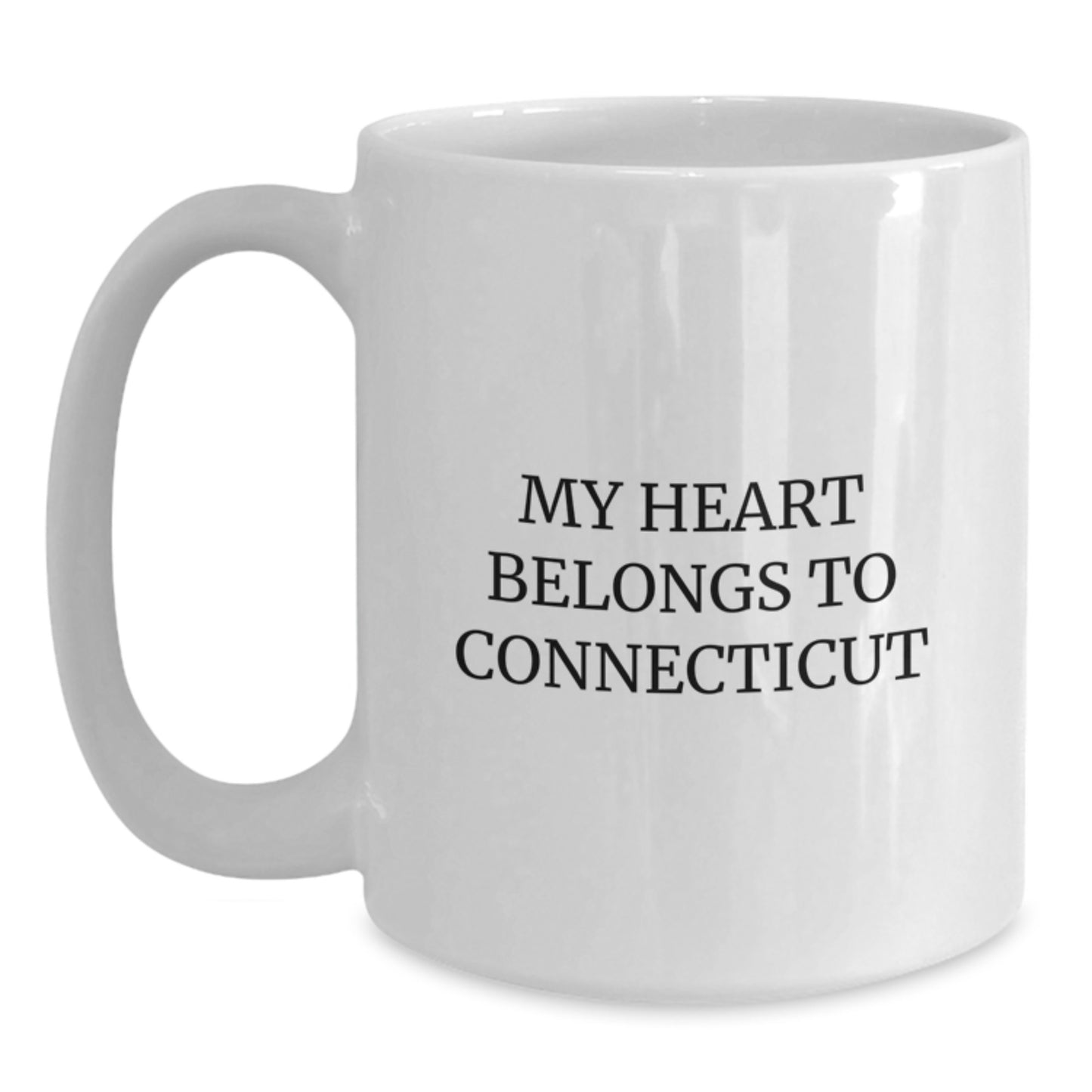 Funny Gifts from Friends for Connecticut Lovers - 'My Heart Belongs To Connecticut' White Coffee Mug, Birthday Unique Gifts - Main