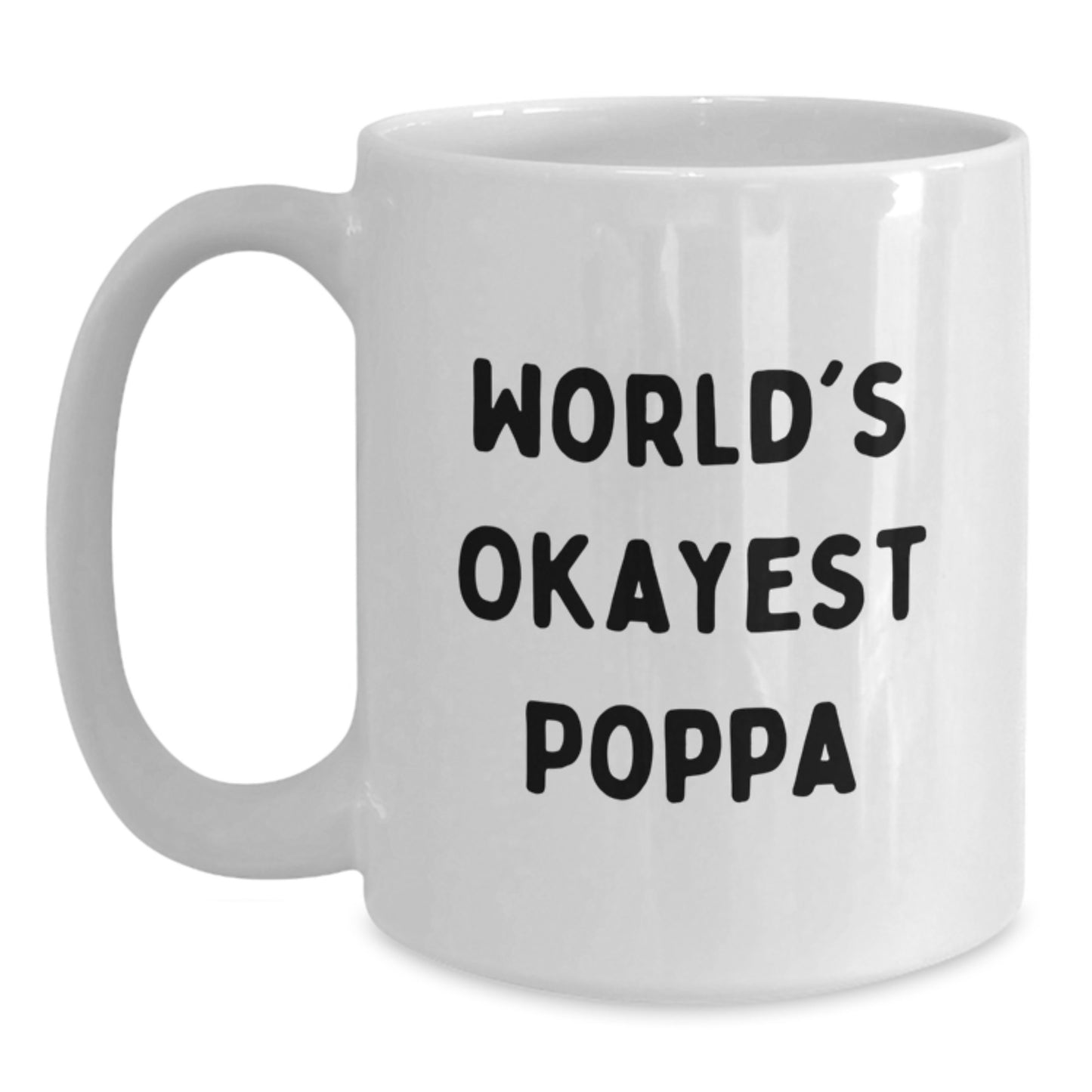 Funny World's Okayest Poppa Gifts for Men from Family, White Coffee Mug for Birthday - Main