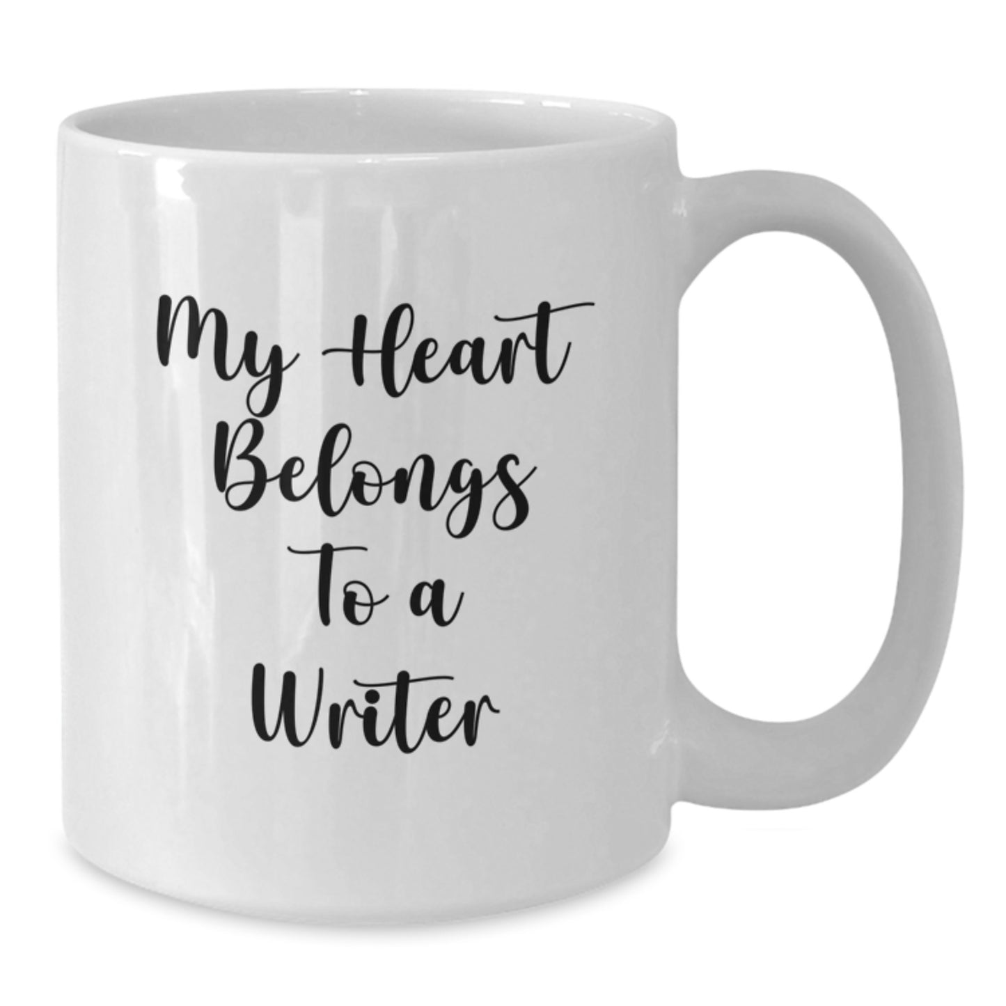 Funny Quote Gifts from Friends, Men, Women, or Family for a Writer on Valentine's - White Ceramic Coffee Mug with 'My Heart Belongs To A Writer' Quote - Best Writer Gifts - Additional