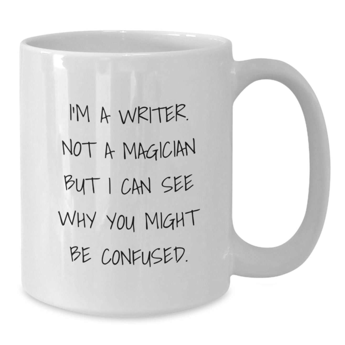 Funny Writer Gifts from Friends - I'm A Writer. Not A Magician... White Coffee Mug for Birthday - Additional